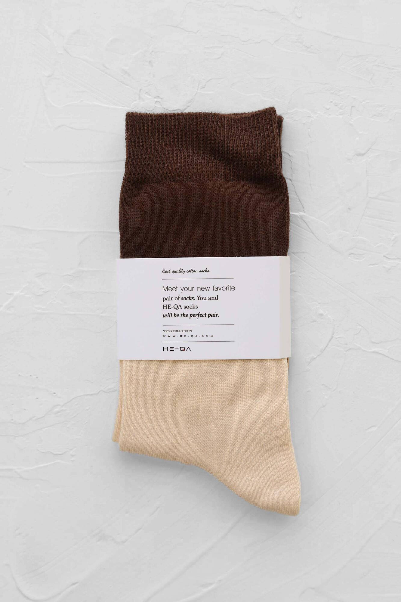 Block Ankle Socks Chestnut-Parchment - 2