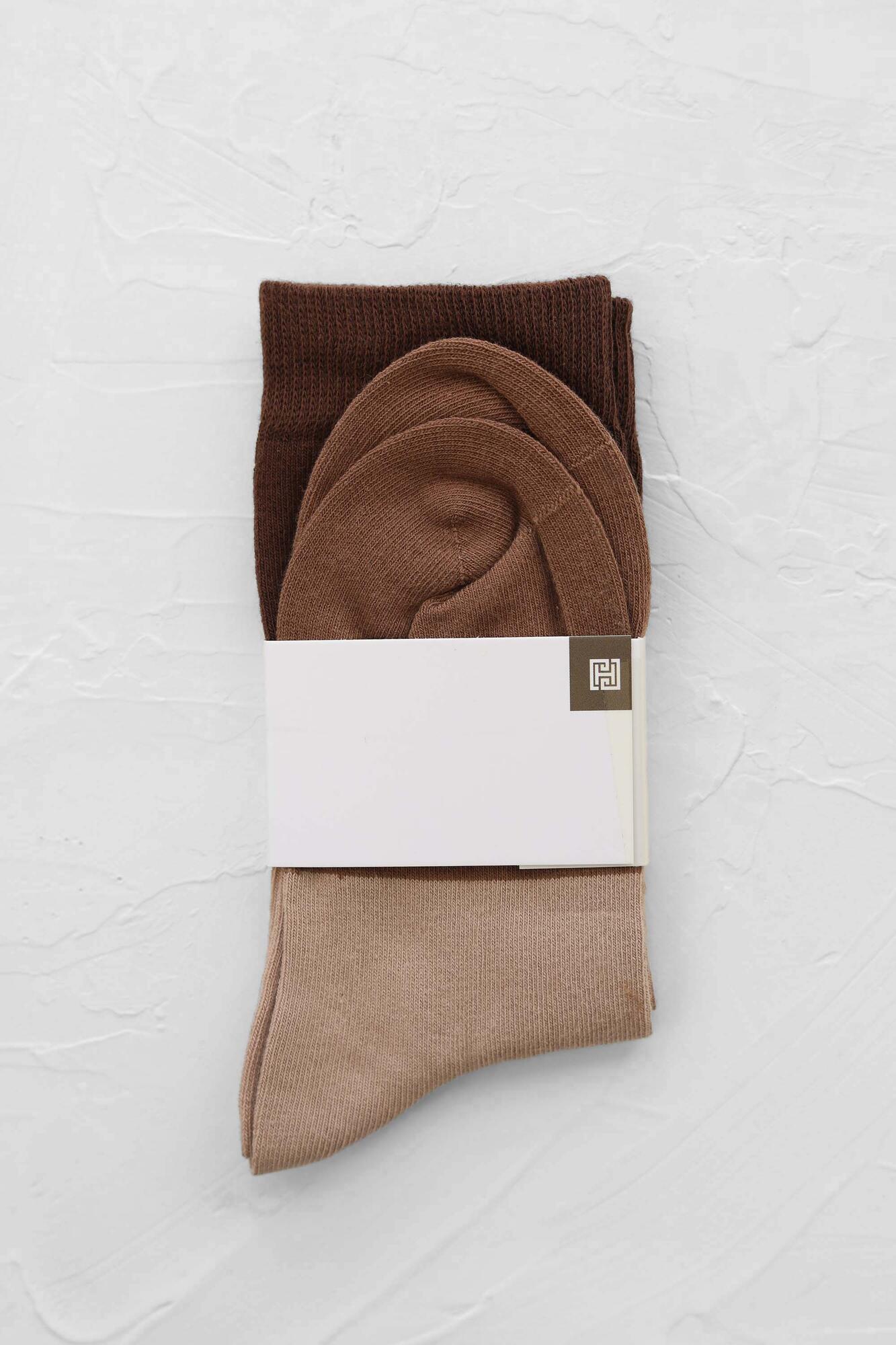 Block Ankle Socks Chestnut-Beige - 3