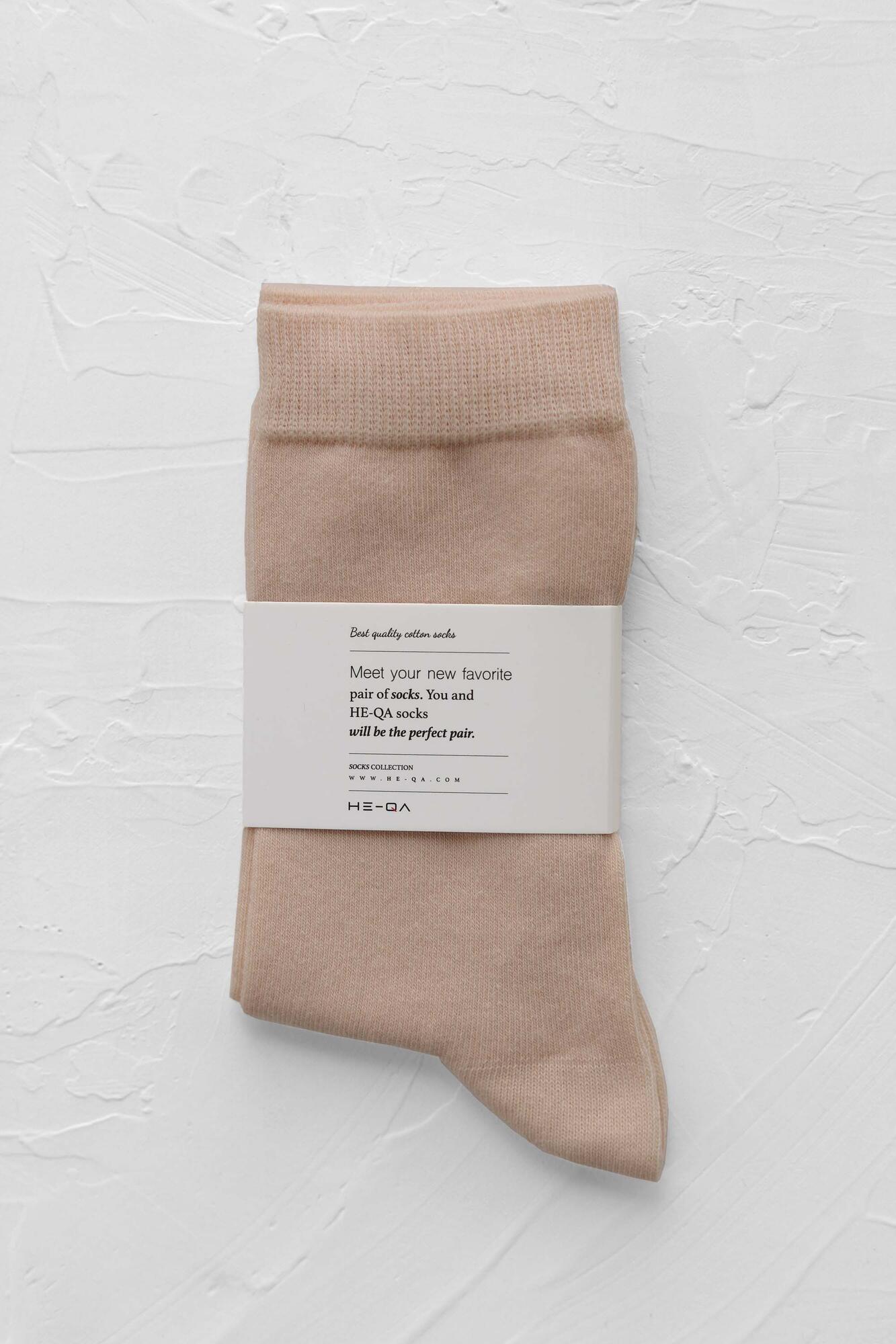 Plain Ankle Socks Beige - HE-QA