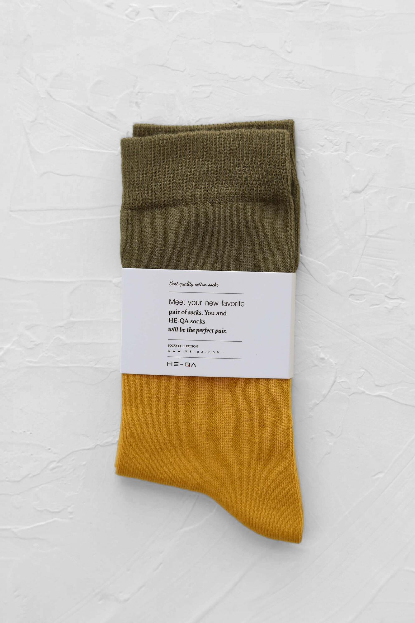 Block Ankle Socks Green Oil - 2
