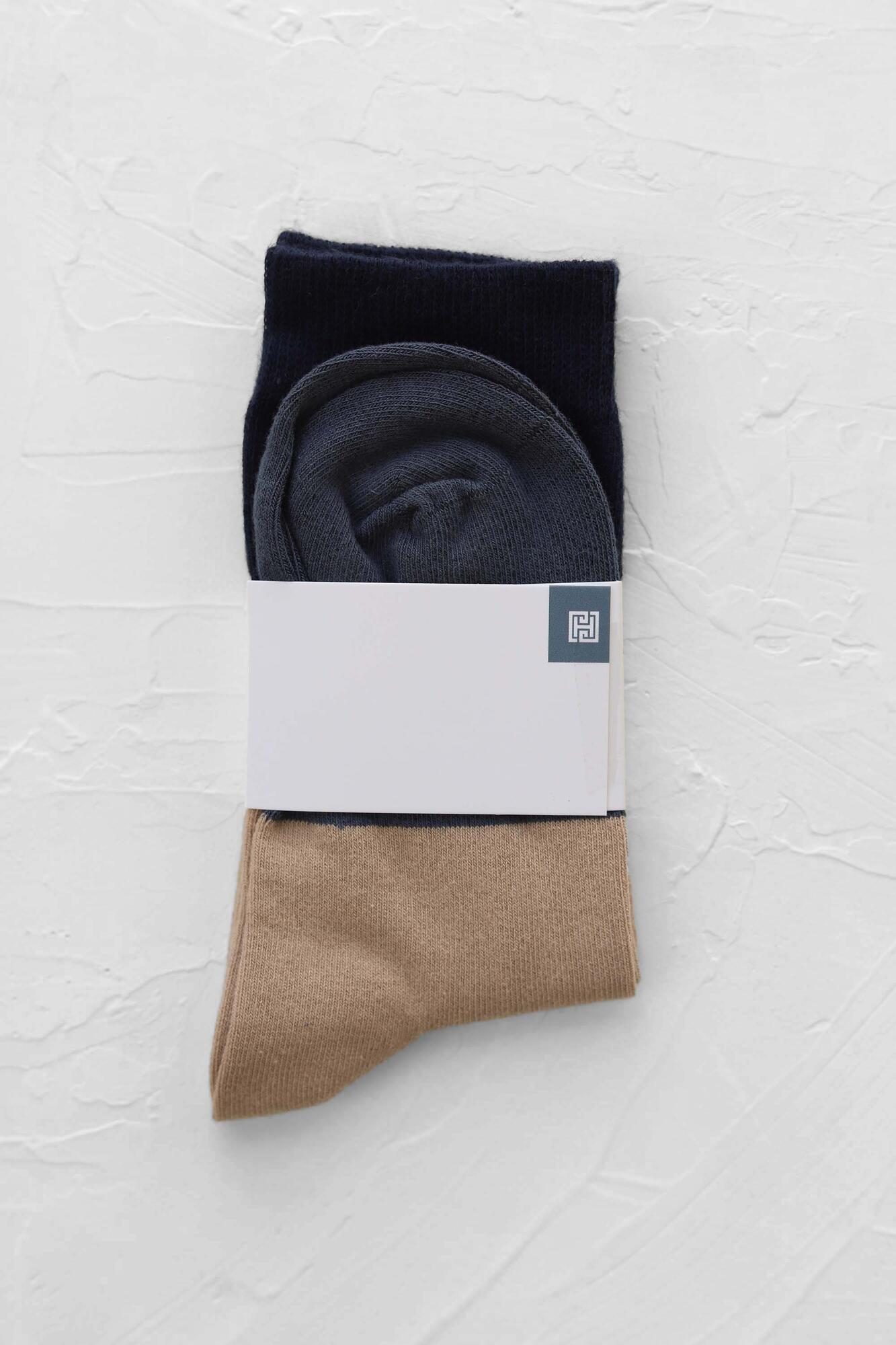 Block Ankle Socks Navy Blue - 3