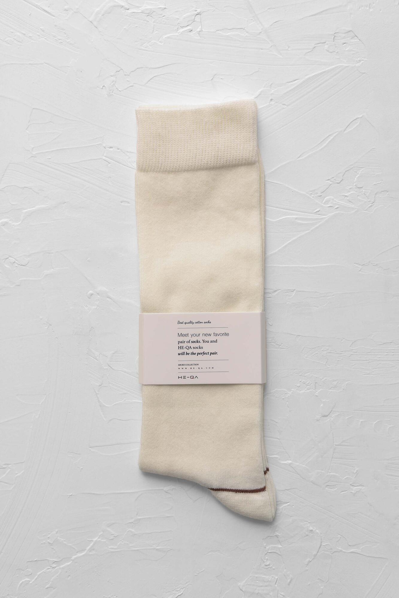 Stripped Detailed Knee Sock Ecru - 2