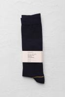 Stripped Detailed Knee Sock Navy Blue 