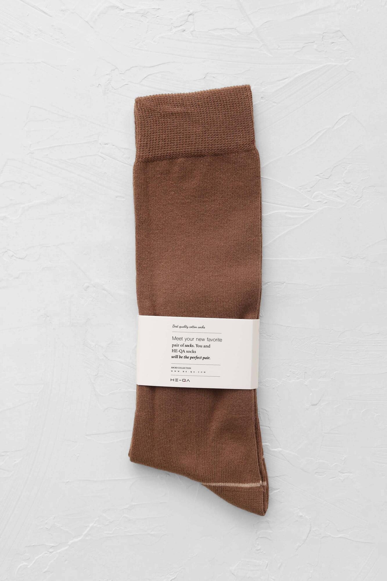Stripped Detailed Knee Sock Browni - HE-QA