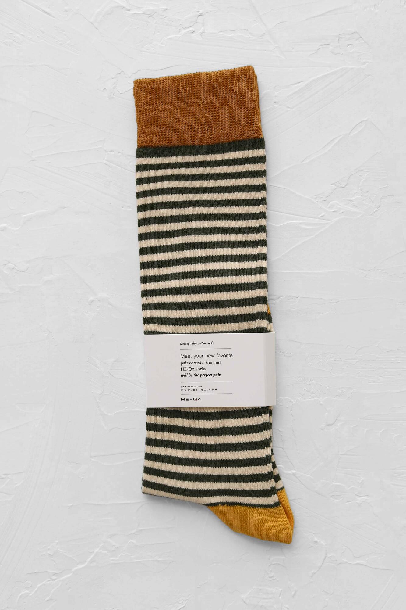 Striped Knee Sock Khaki-Parchment - 3