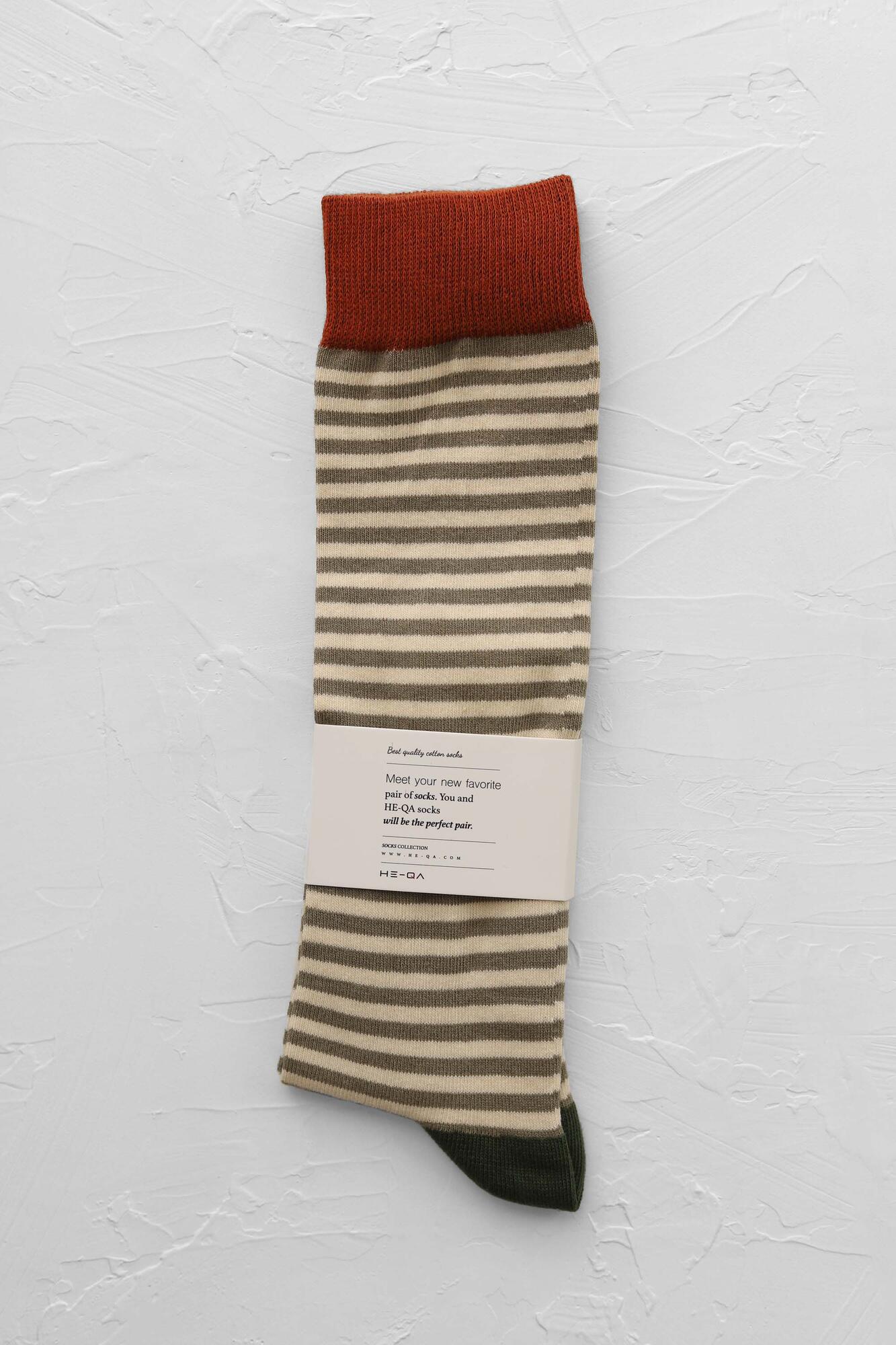 Striped Knee Sock Sage-Parchment - 2