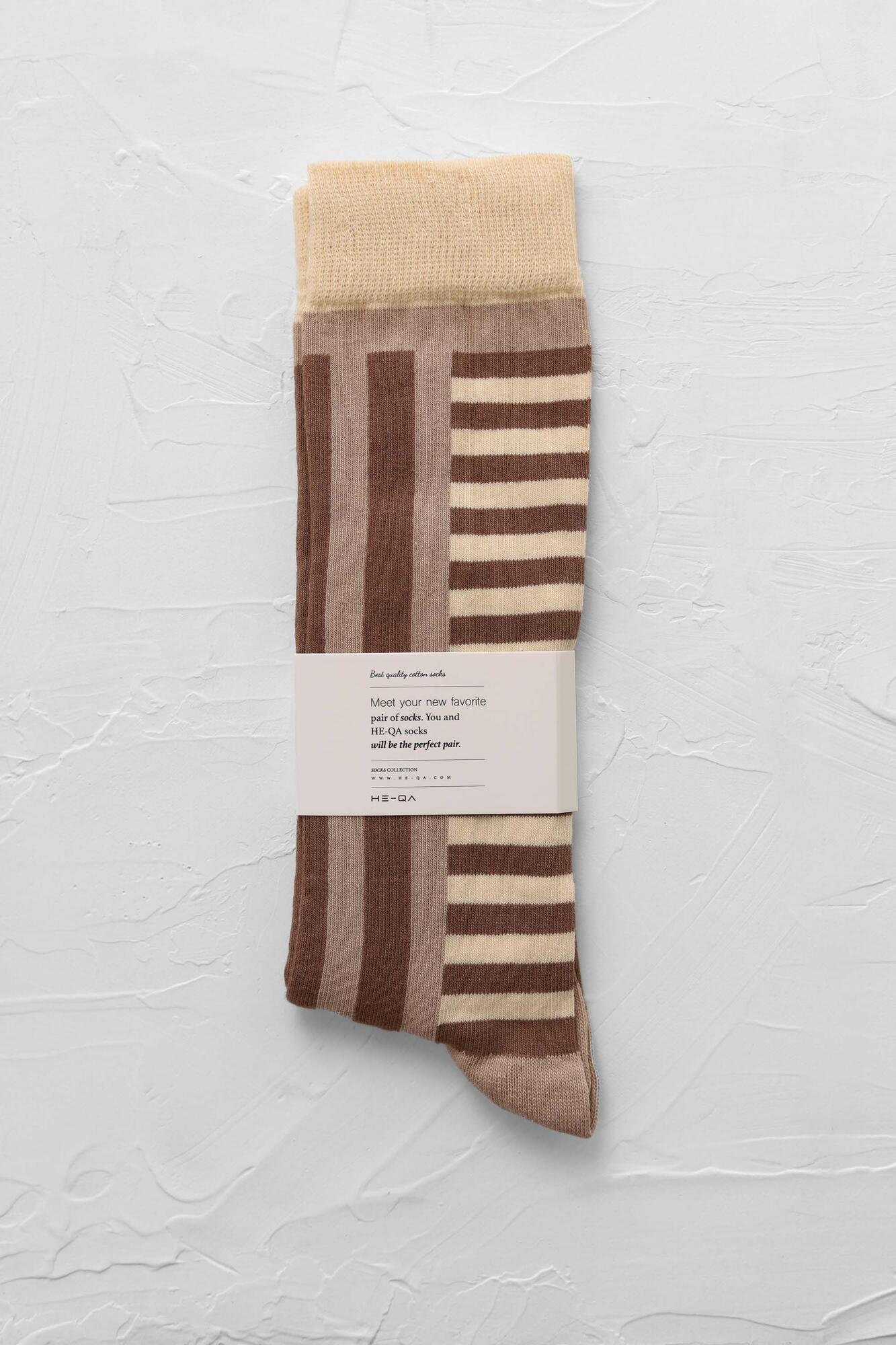 Patterned Midi Socks Beige - 1
