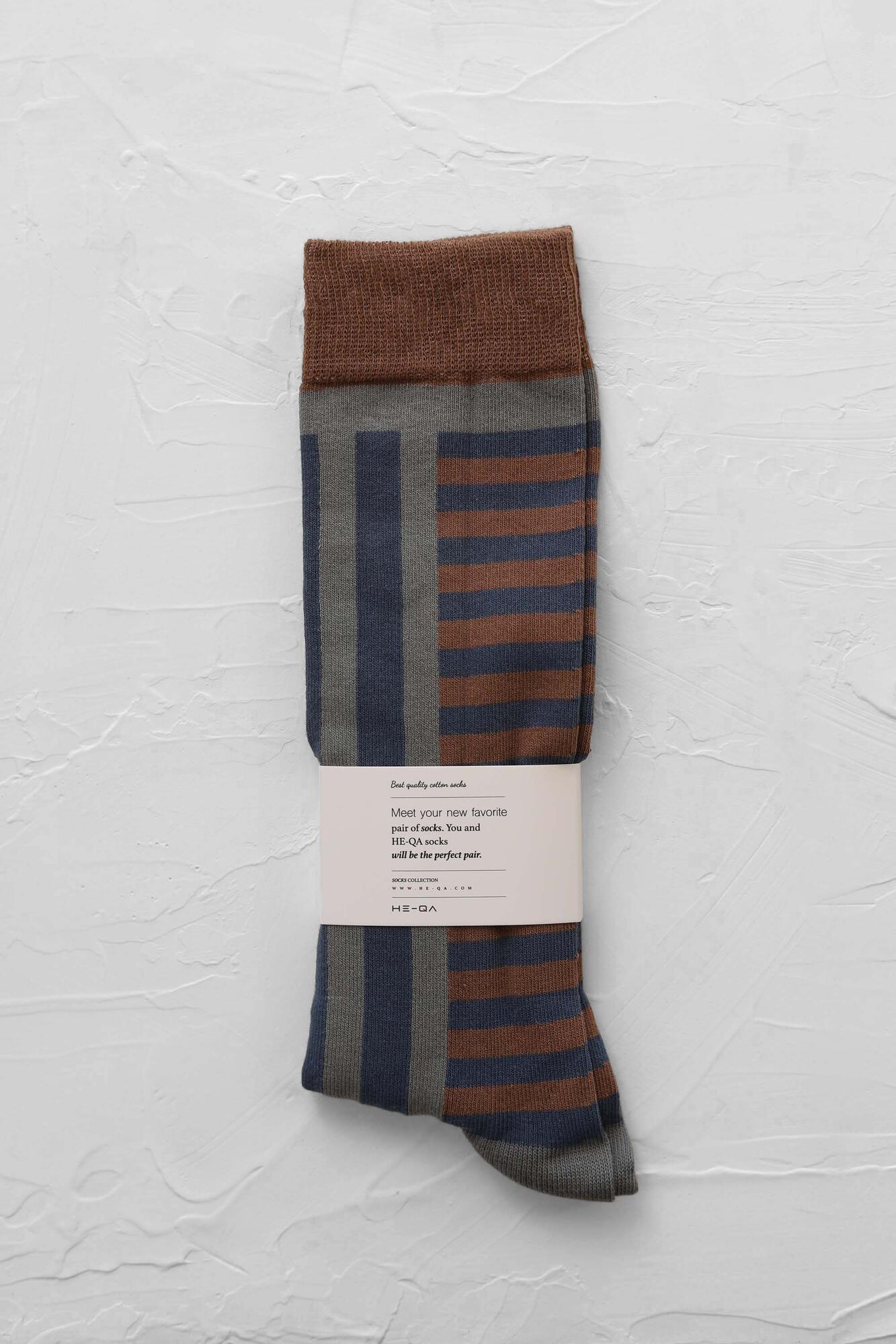 Patterned Midi Socks Smoke - 2
