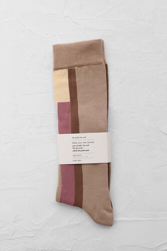 Asymmetric Midi Socks Orchid-Beige 
