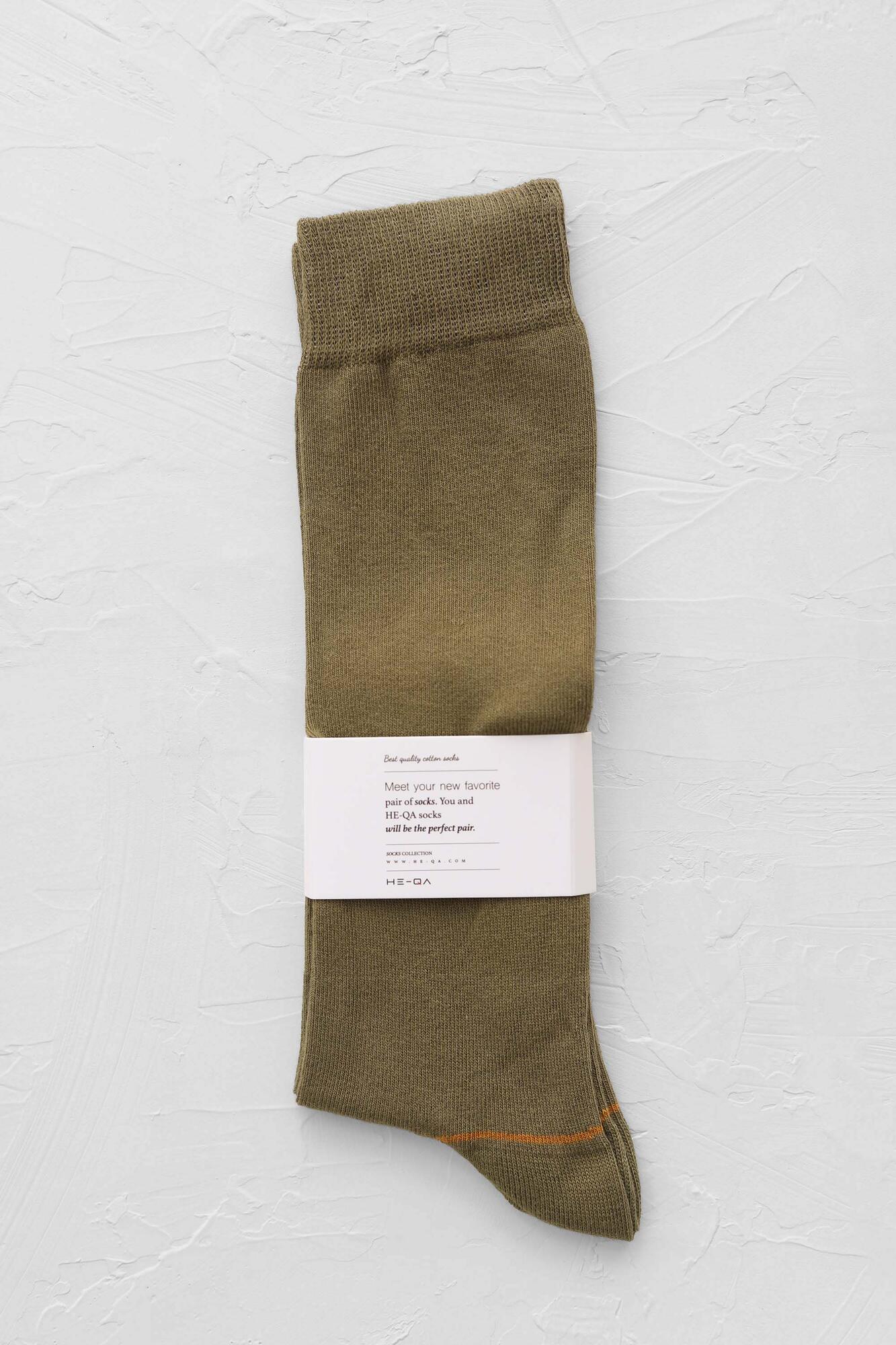 Stripped Detailed Knee Sock Olive Green - 1