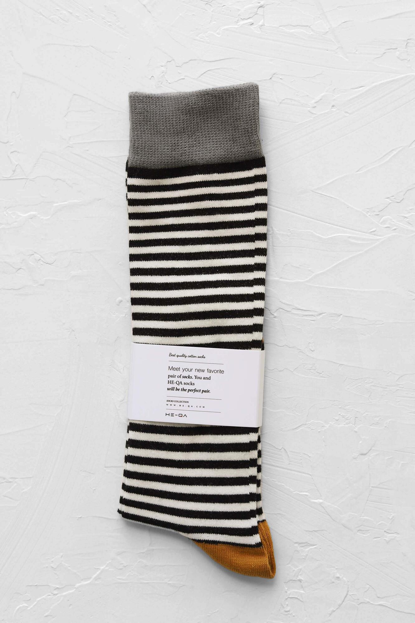 Striped Knee Sock Black-White - 1