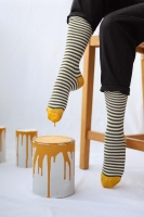 Striped Knee Sock Khaki-Parchment 