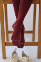 Stripped Detailed Knee Sock Bordeux 