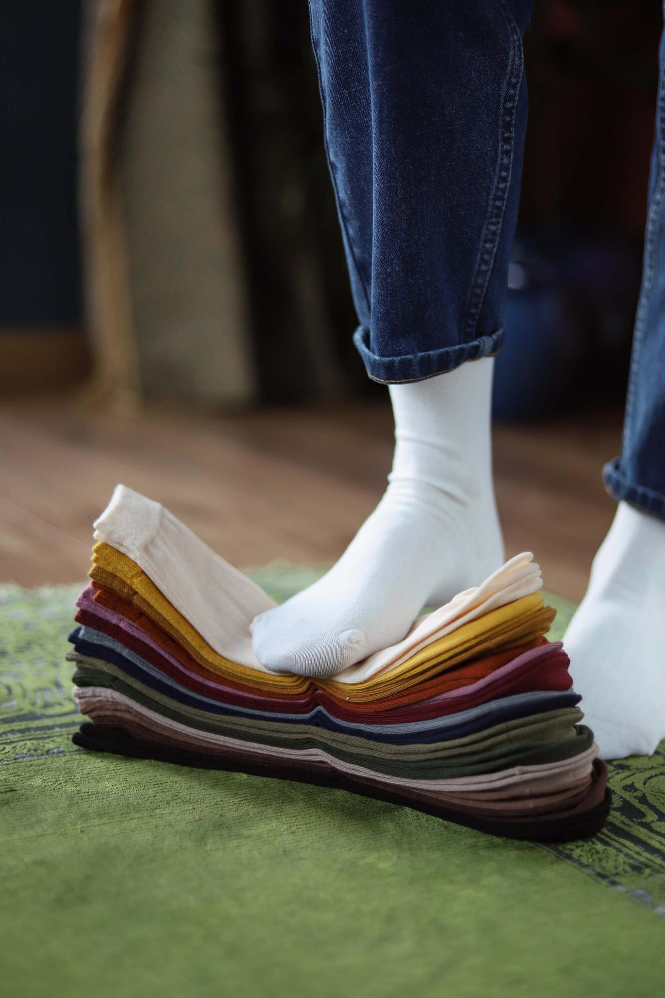 Plain Ankle Socks Ecru - 2