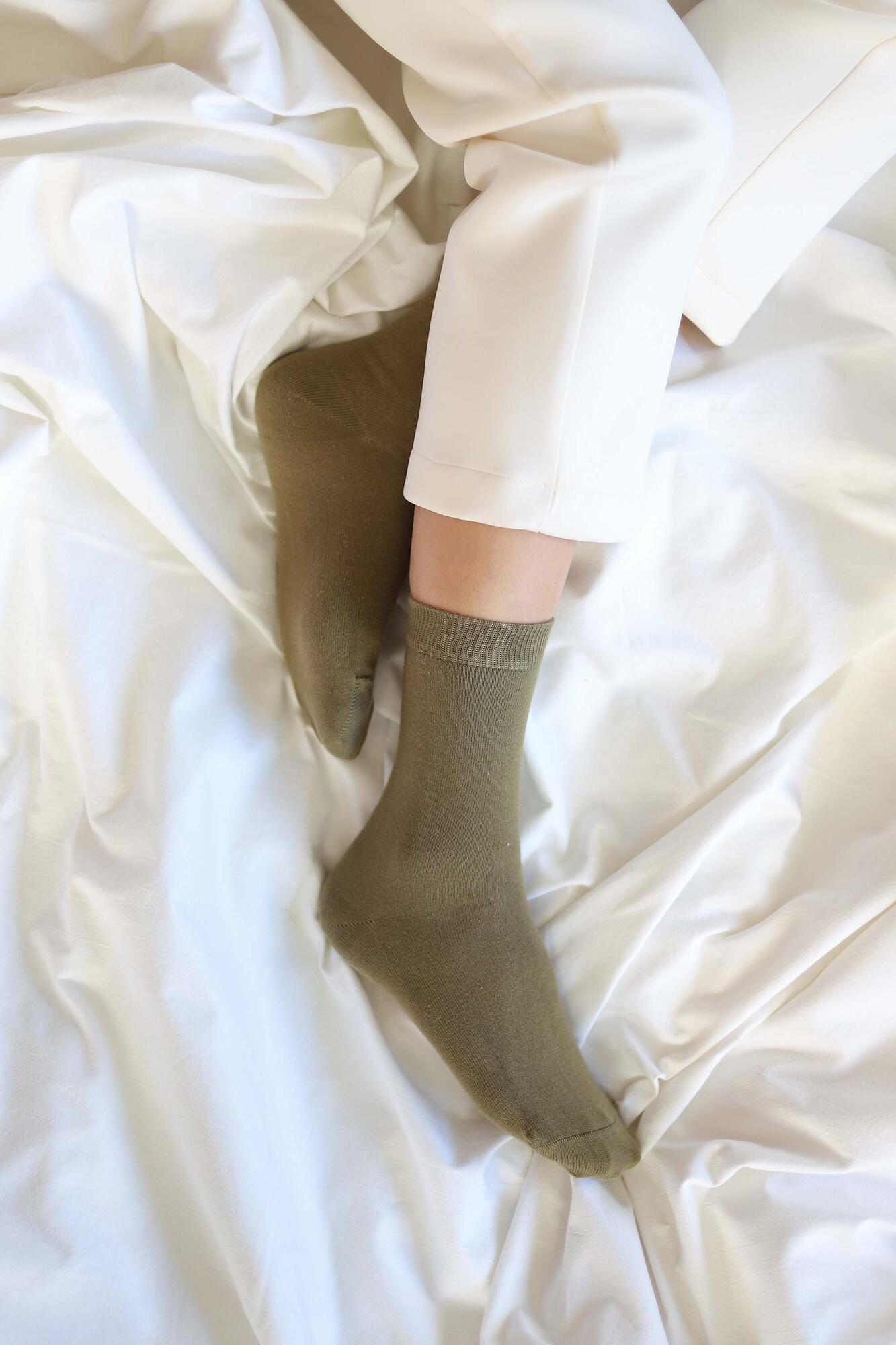 Plain Ankle Socks Oil Green - 1