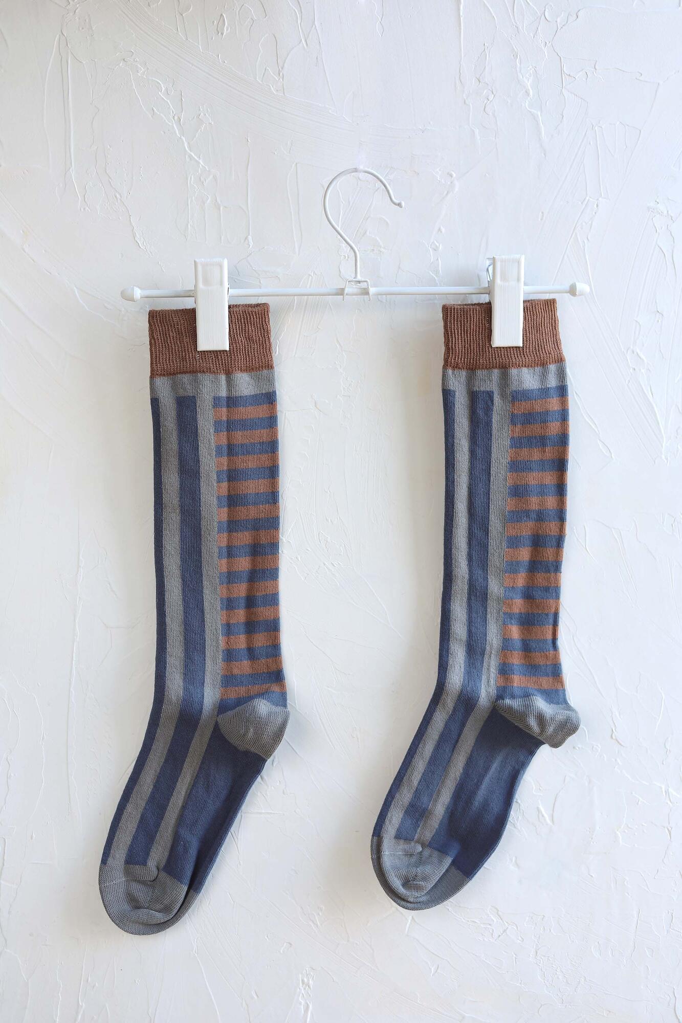 Patterned Midi Socks Smoke - HE-QA