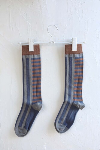 Patterned Midi Socks Smoke 