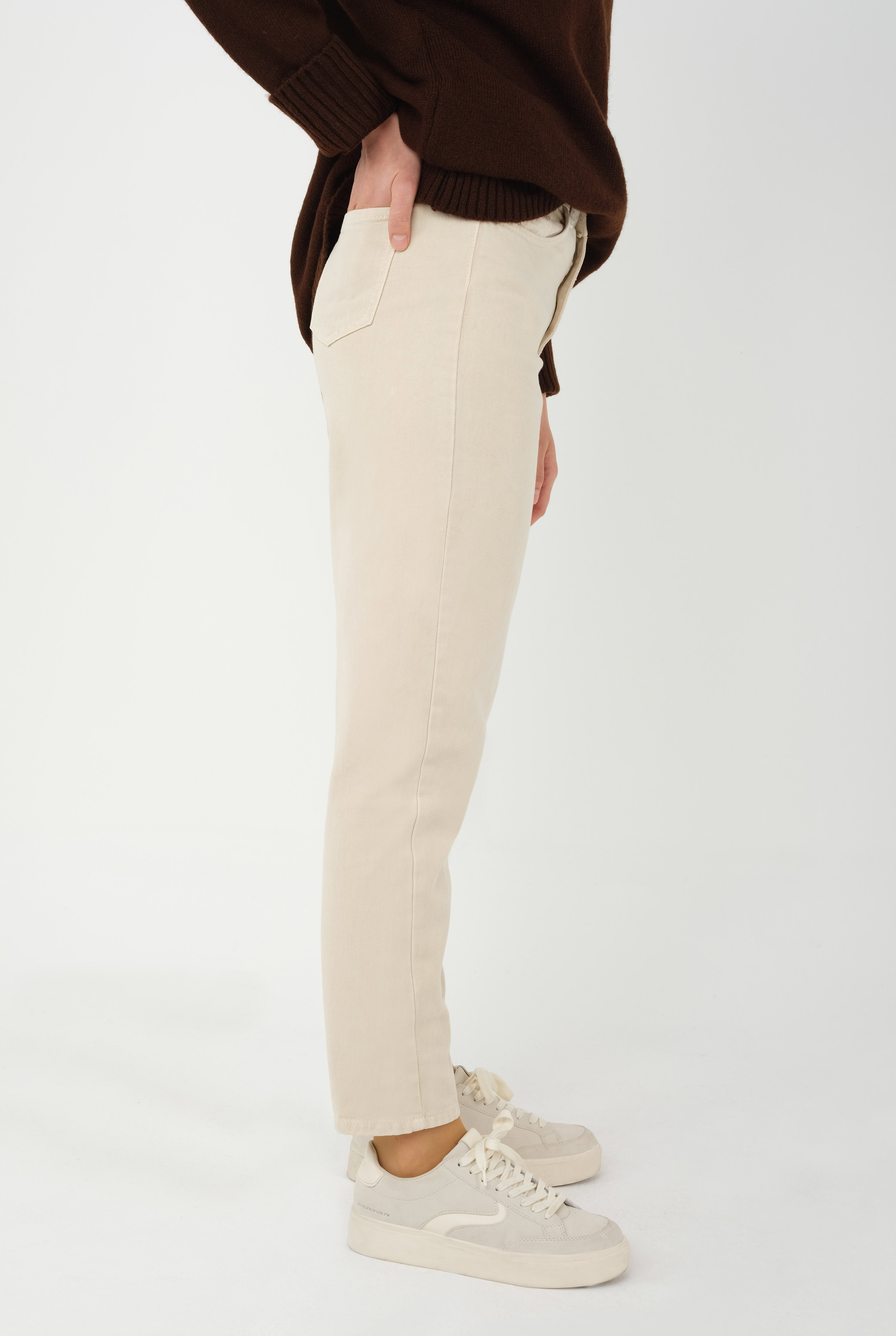 High Waist Balloon Jean Beige - 4