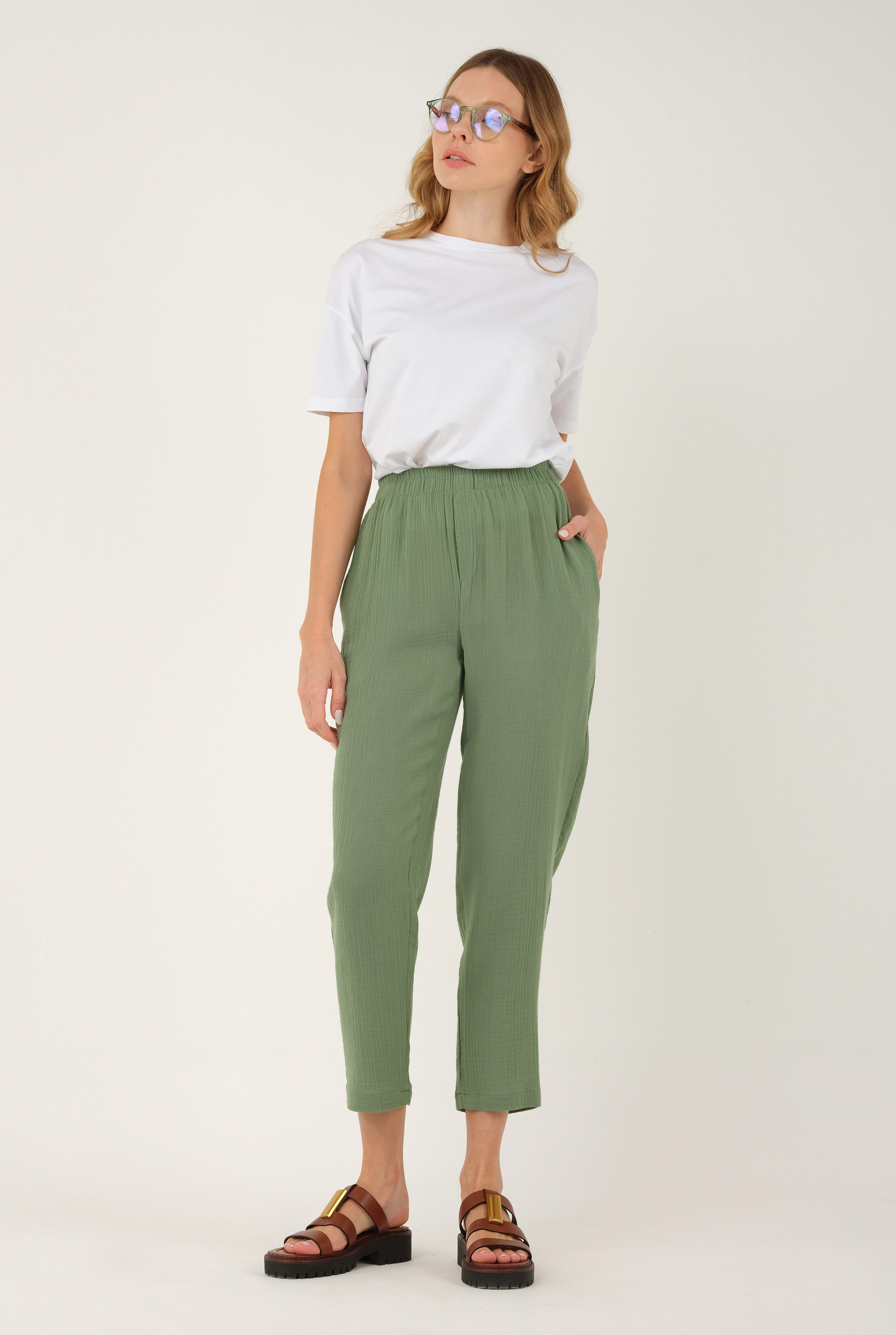 Muslin Trouser Green - HE-QA