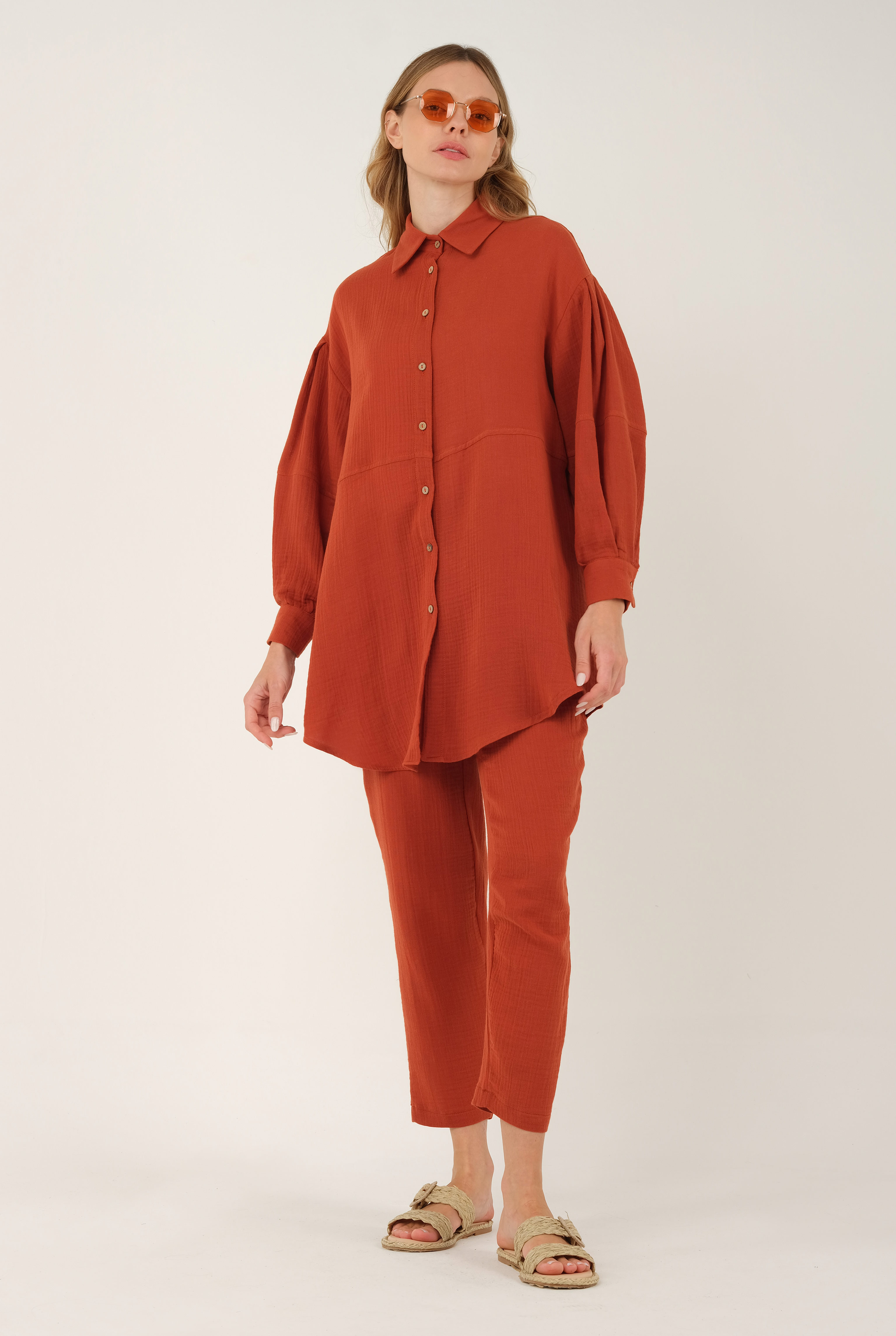 Muslin Trouser Brick Red - 2