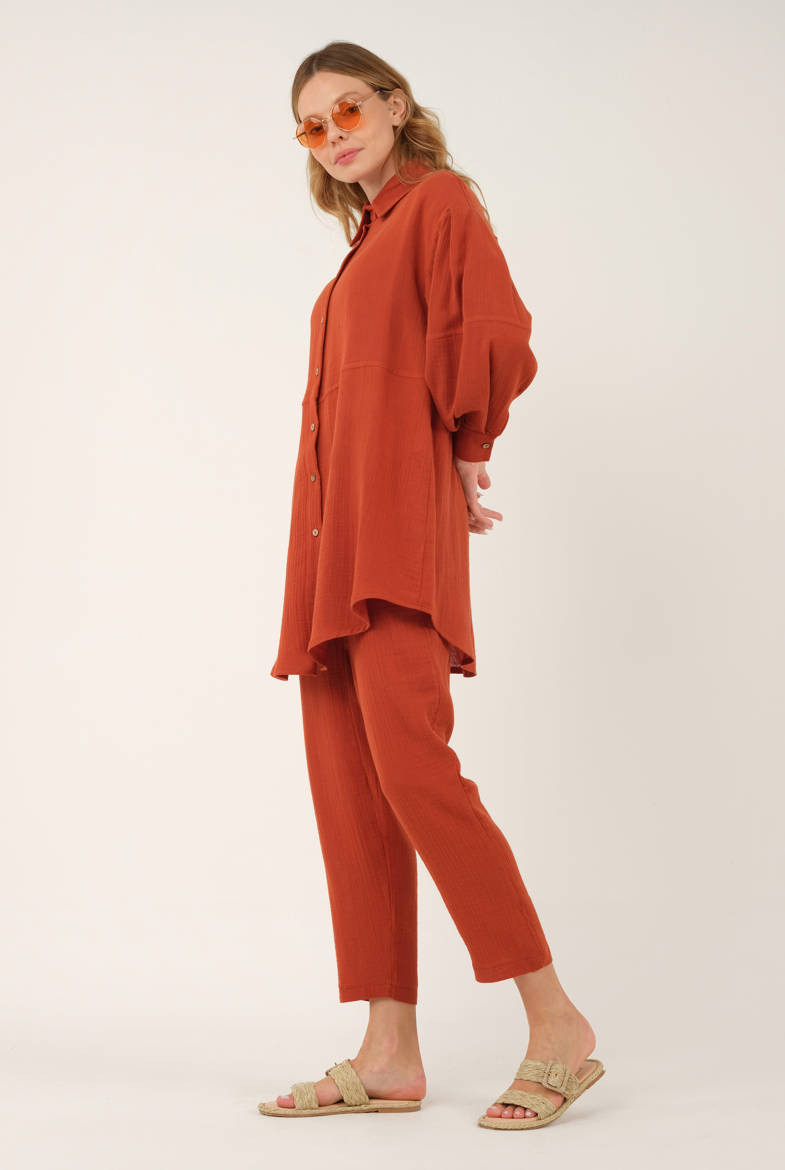Muslin Trouser Brick Red - 3