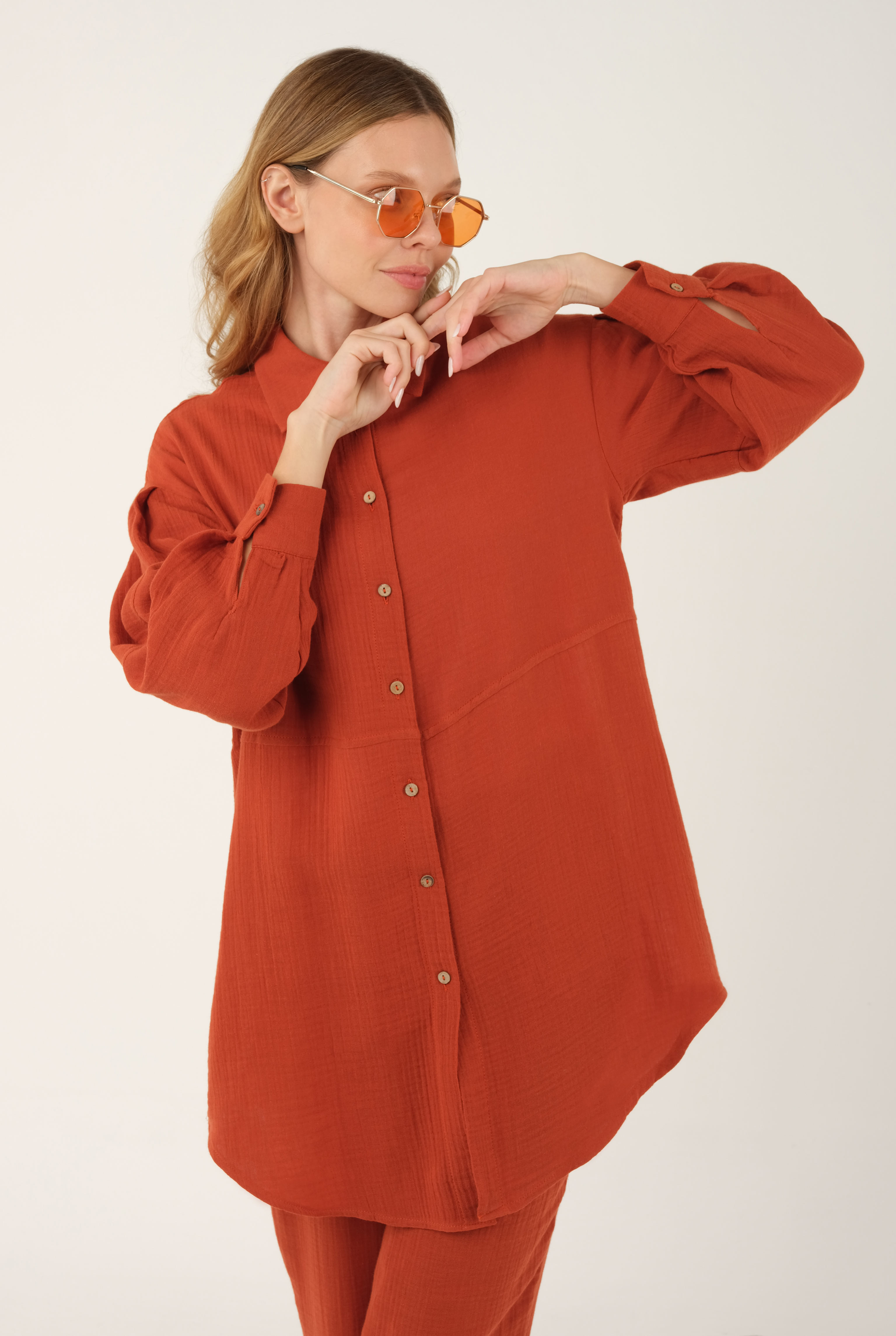 Muslin Trouser Brick Red - 5