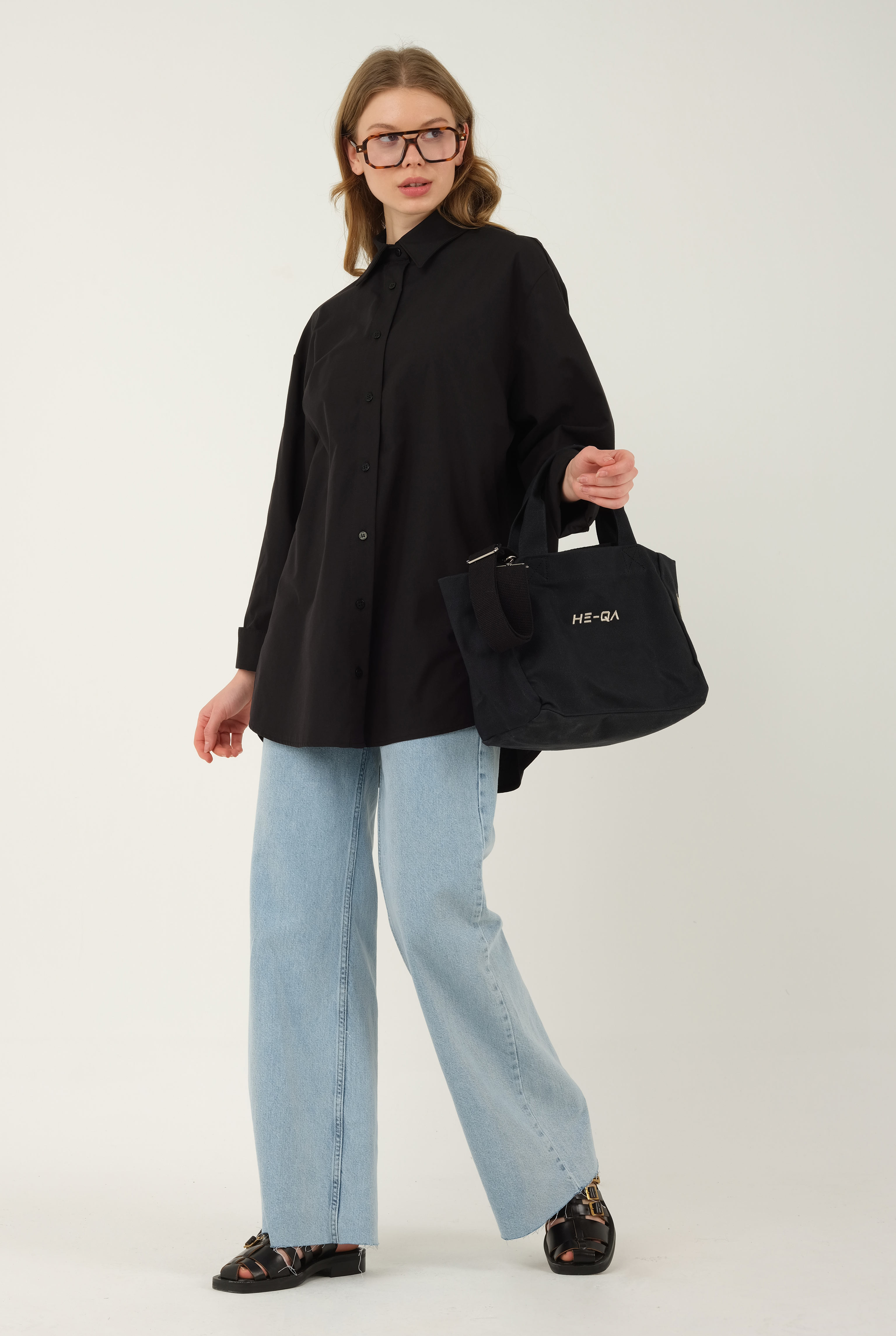 Poplin Shirt Short Black - 8