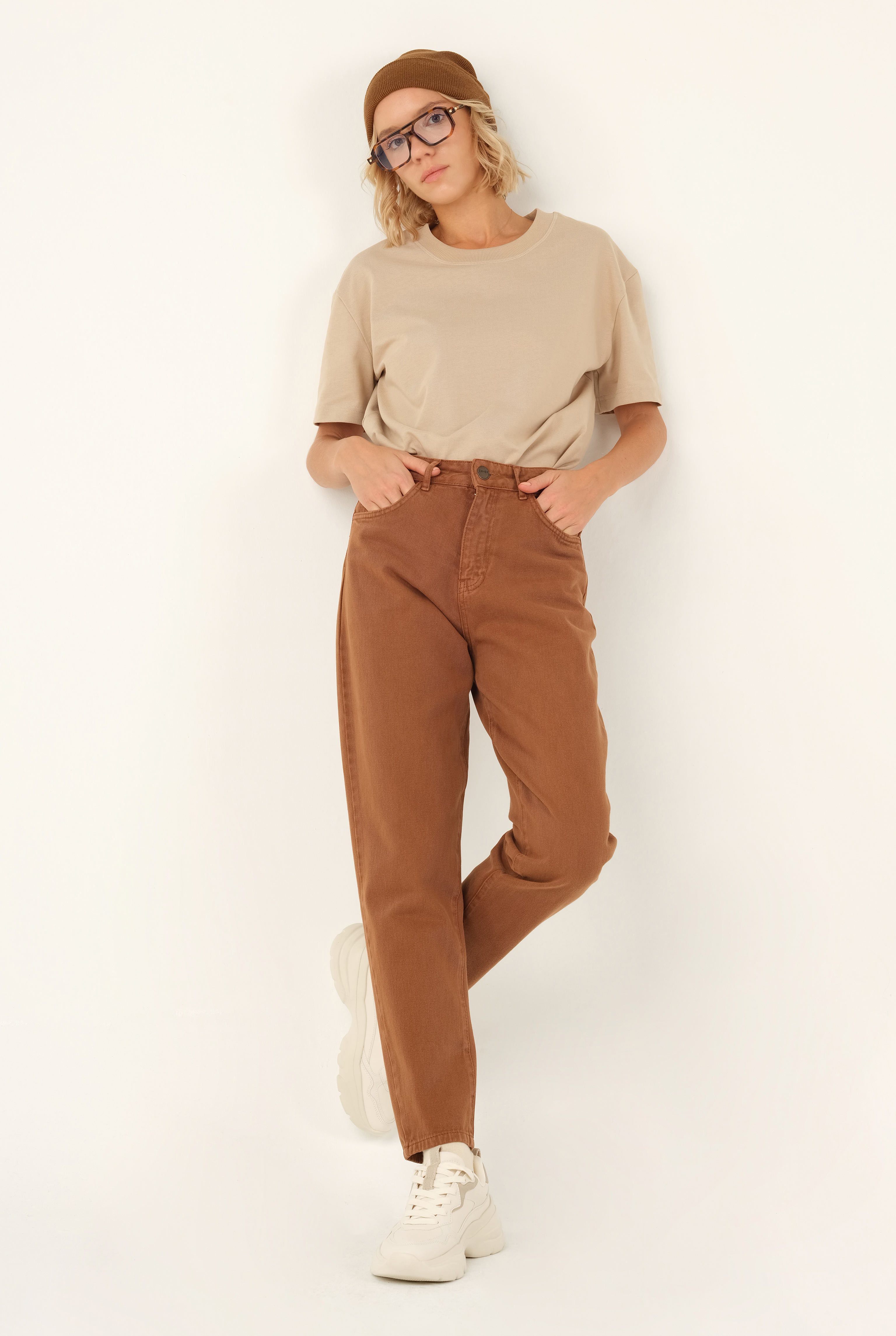 High Waist Balloon Jean Mummy Brown - 6