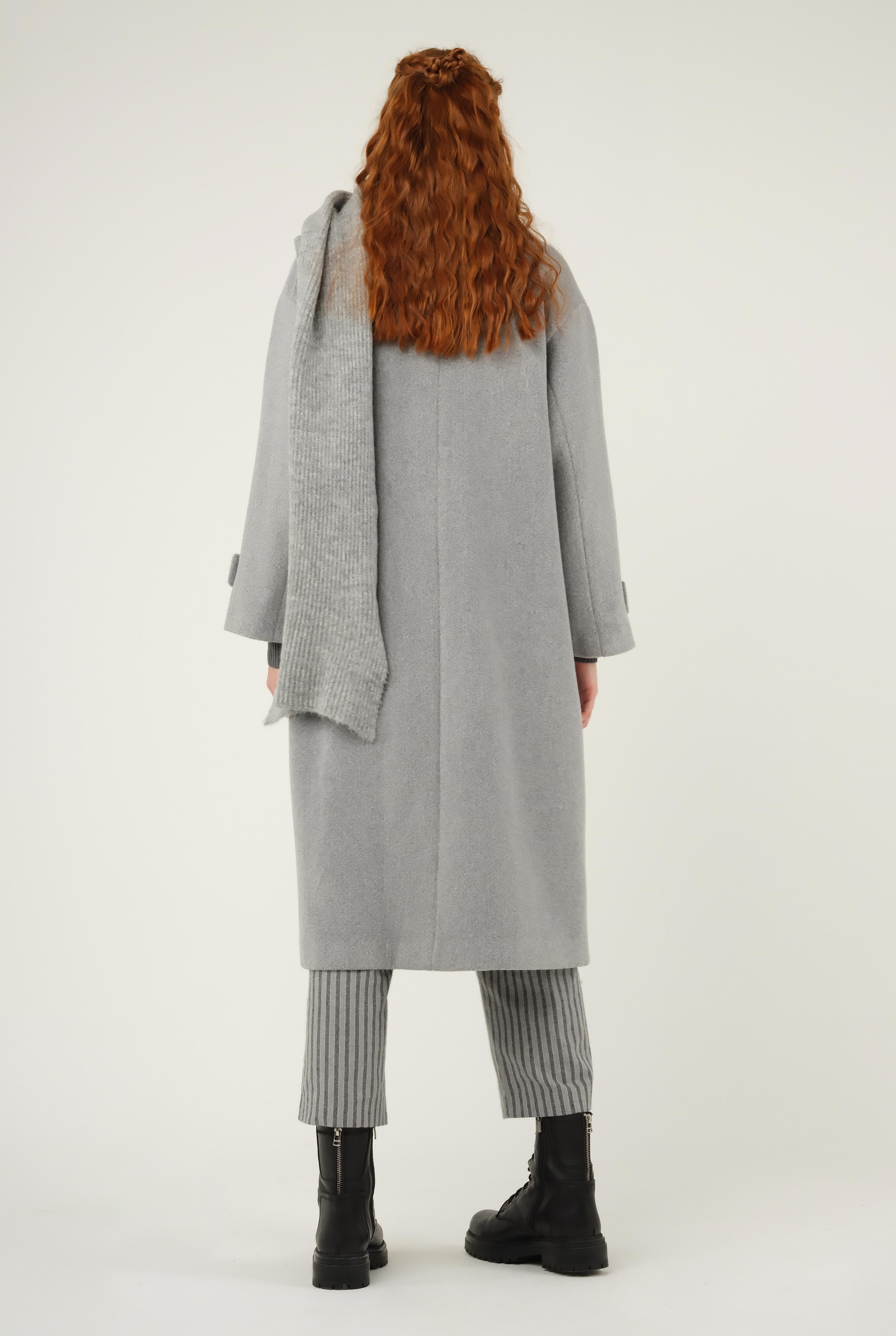 Epaulet Sleeved Coat Gray - 11