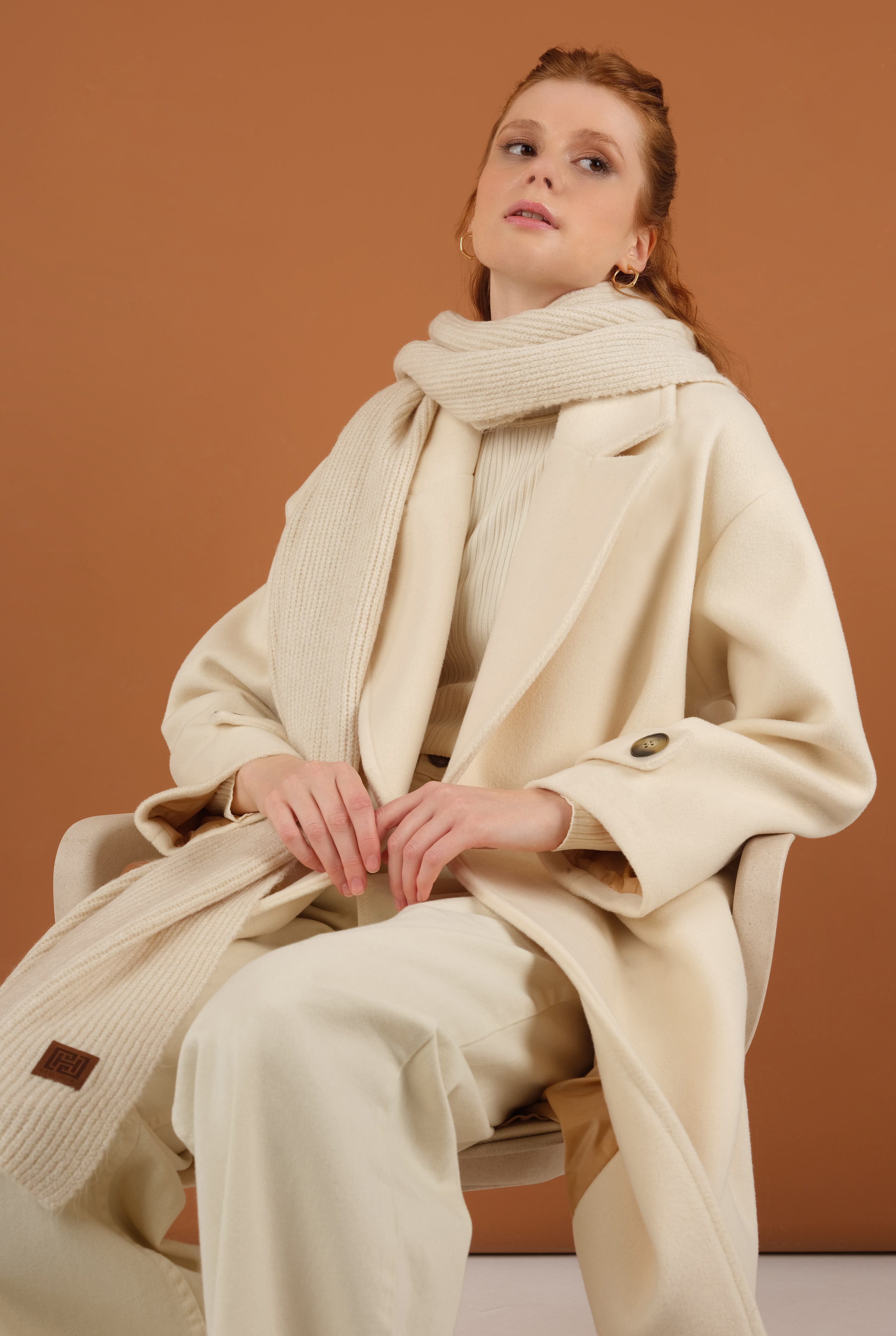 Epaulet Sleeved Coat Ecru - 11