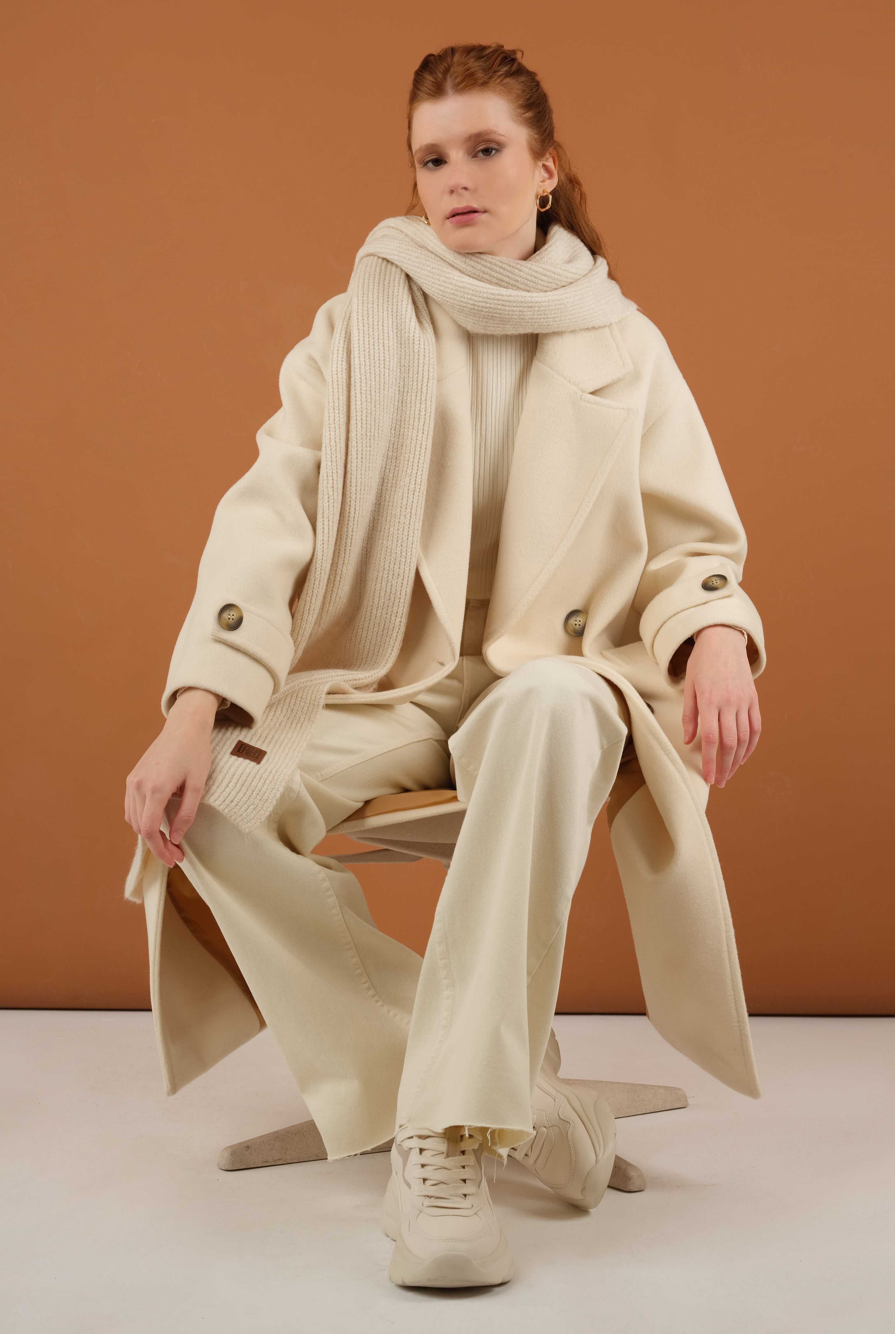 Epaulet Sleeved Coat Ecru - 10