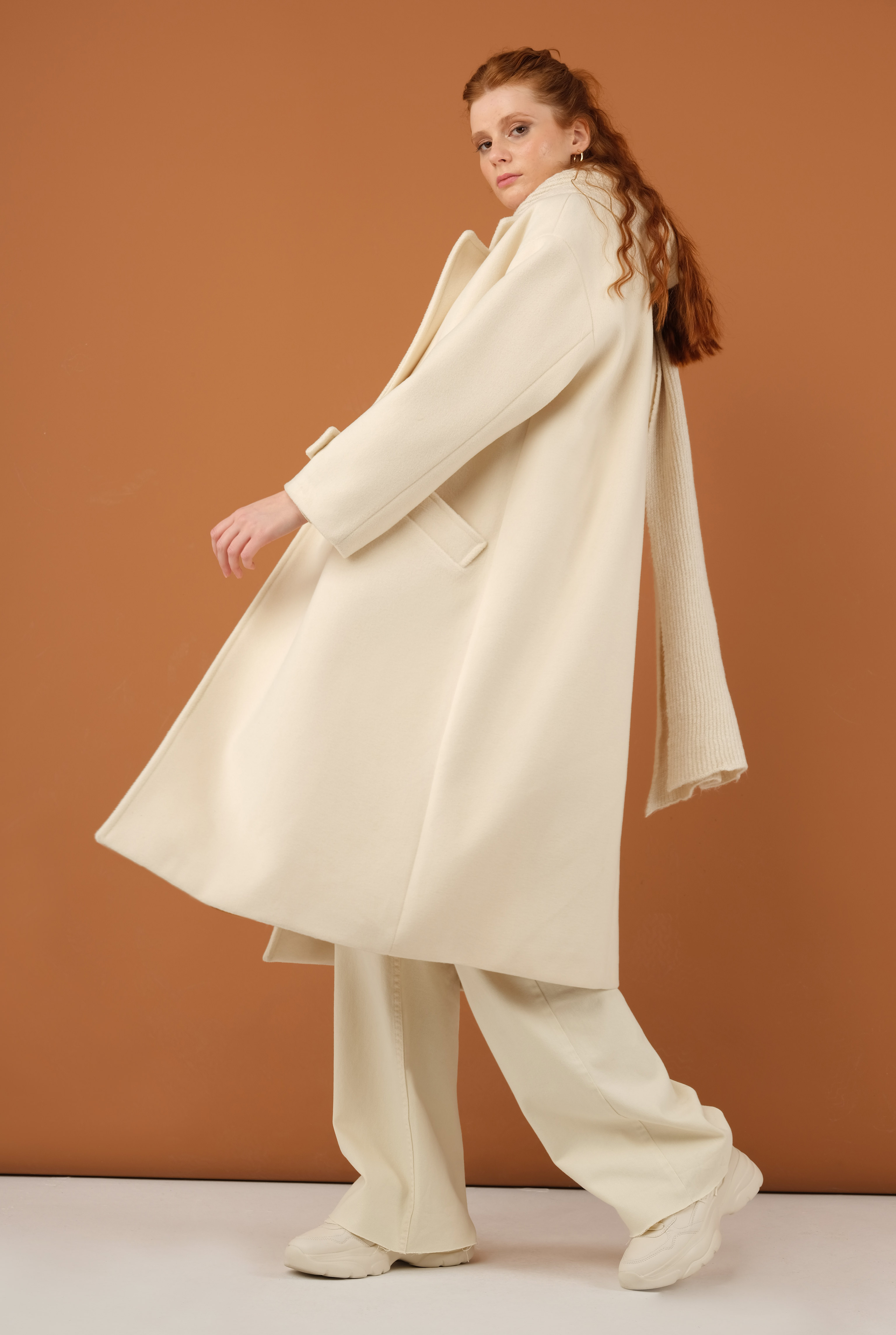 Epaulet Sleeved Coat Ecru - 14