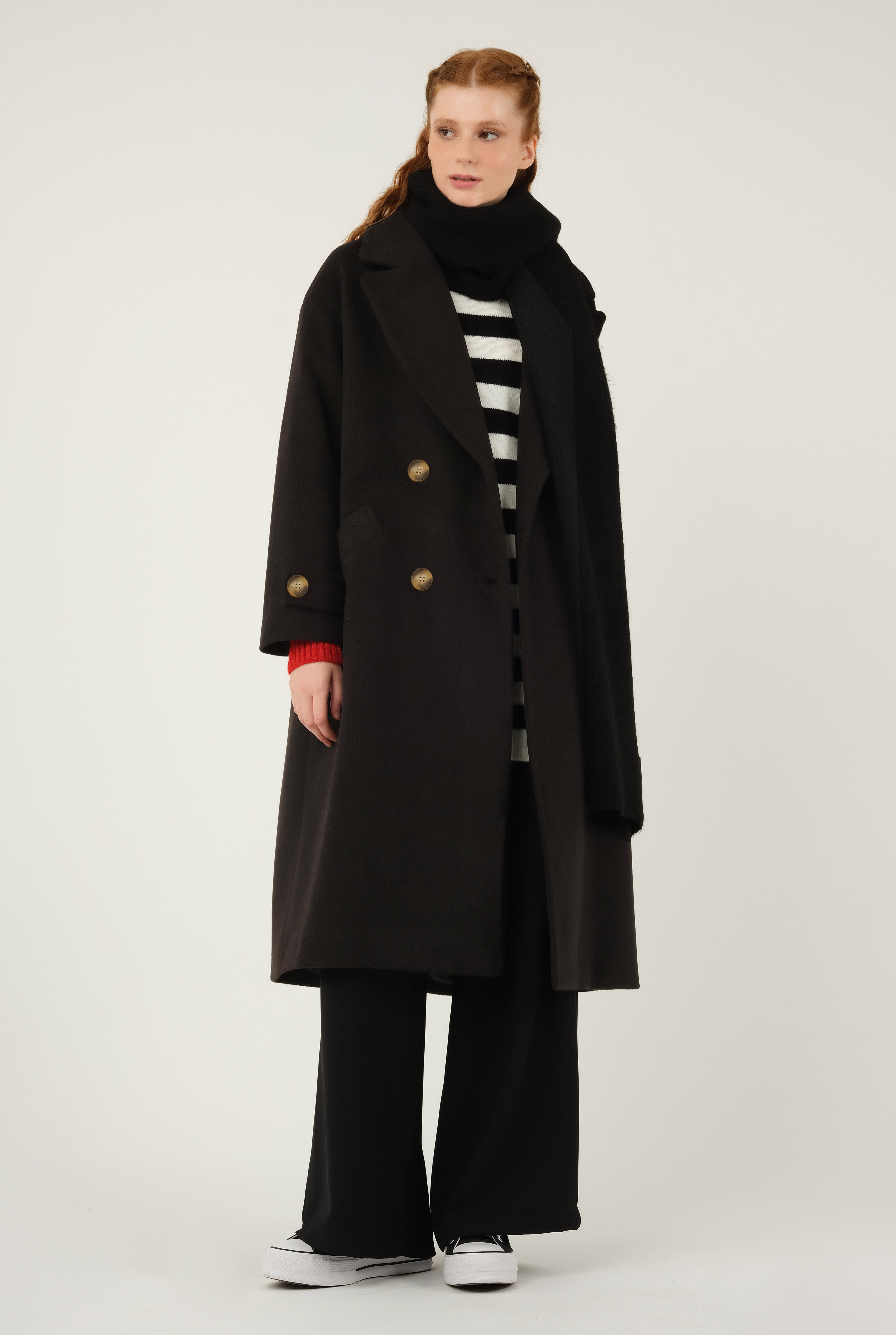 Epaulet Sleeved Coat Black - 6