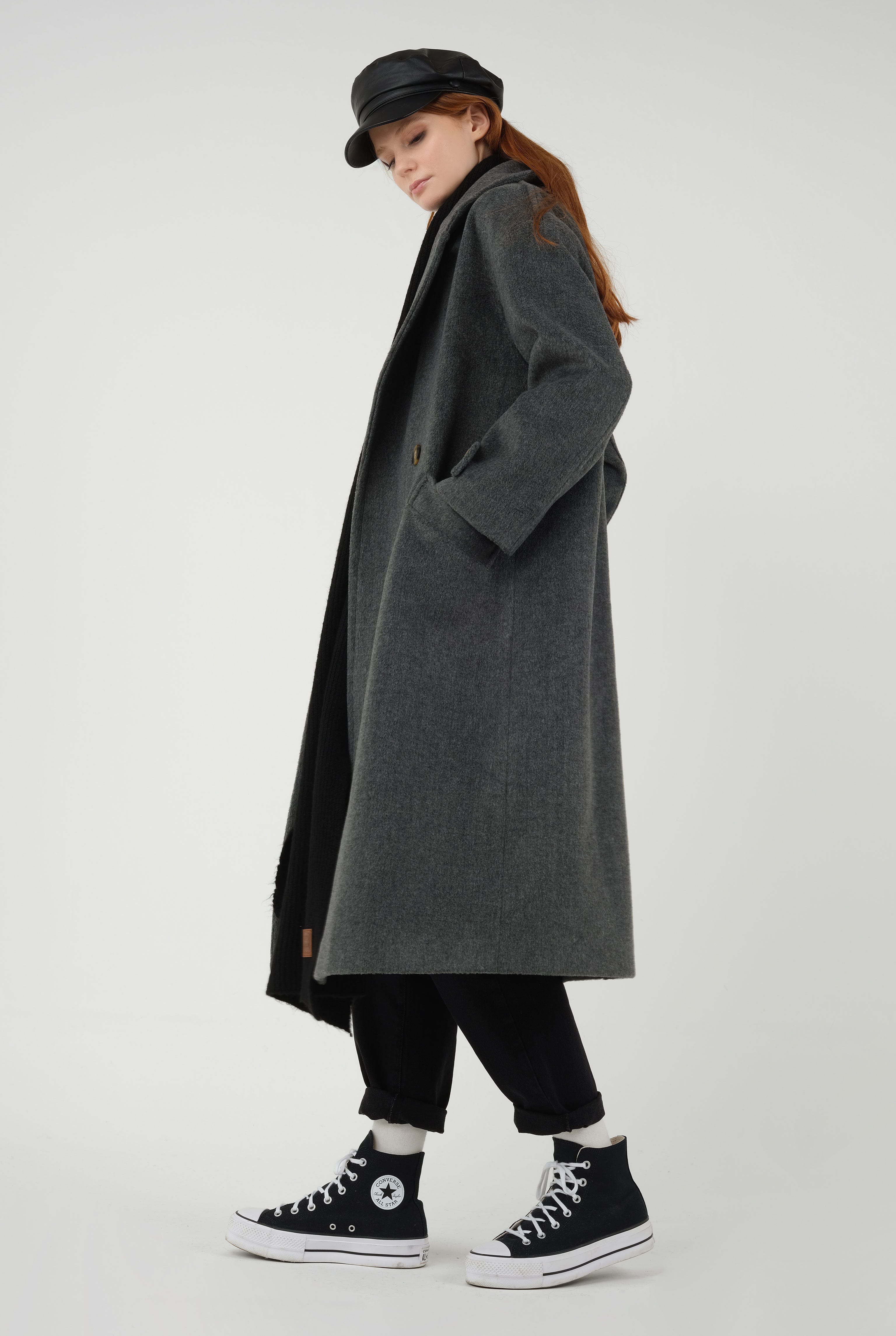 Epaulet Sleeved Coat Anthracite - 9