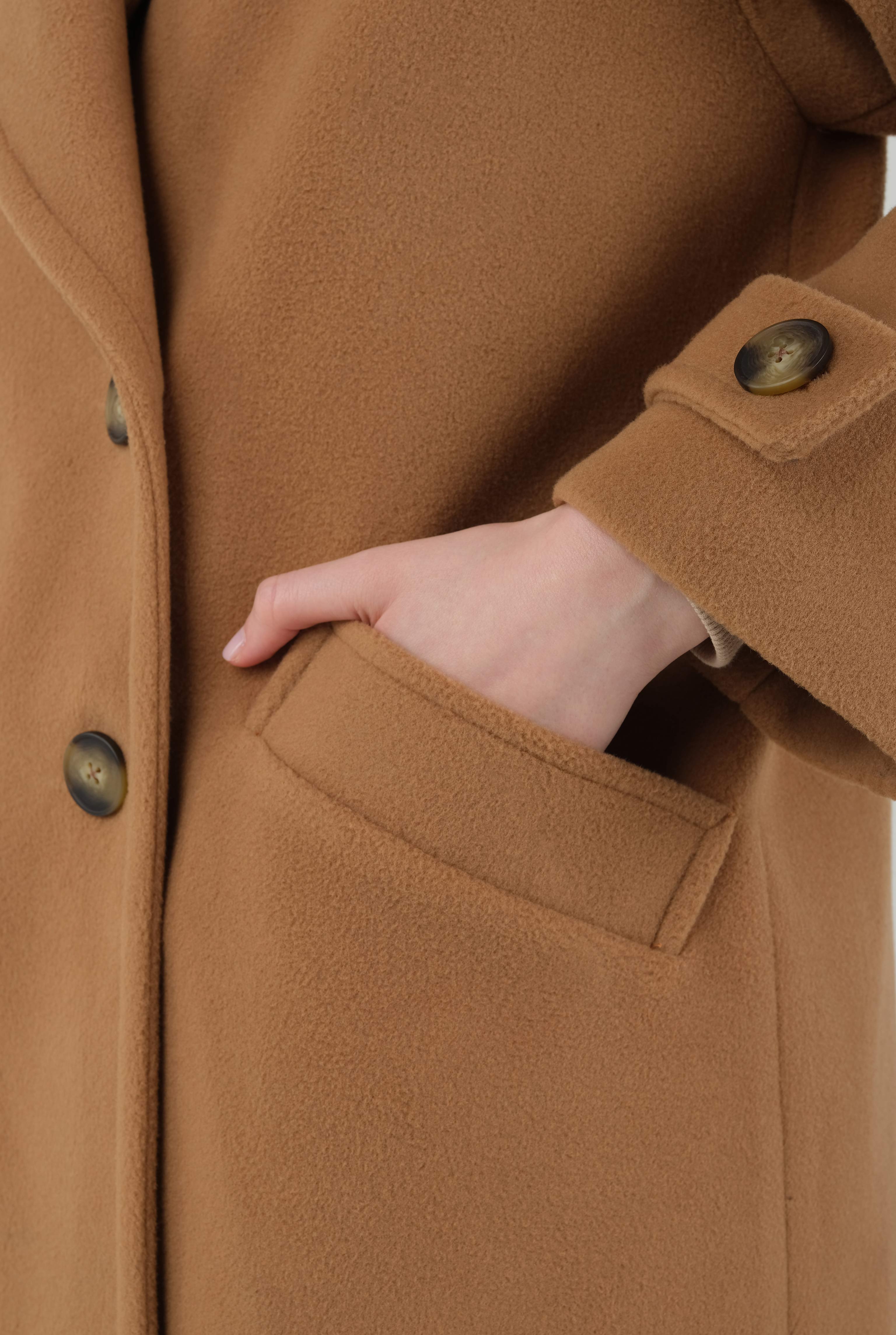Epaulet Sleeved Coat Camel - 2