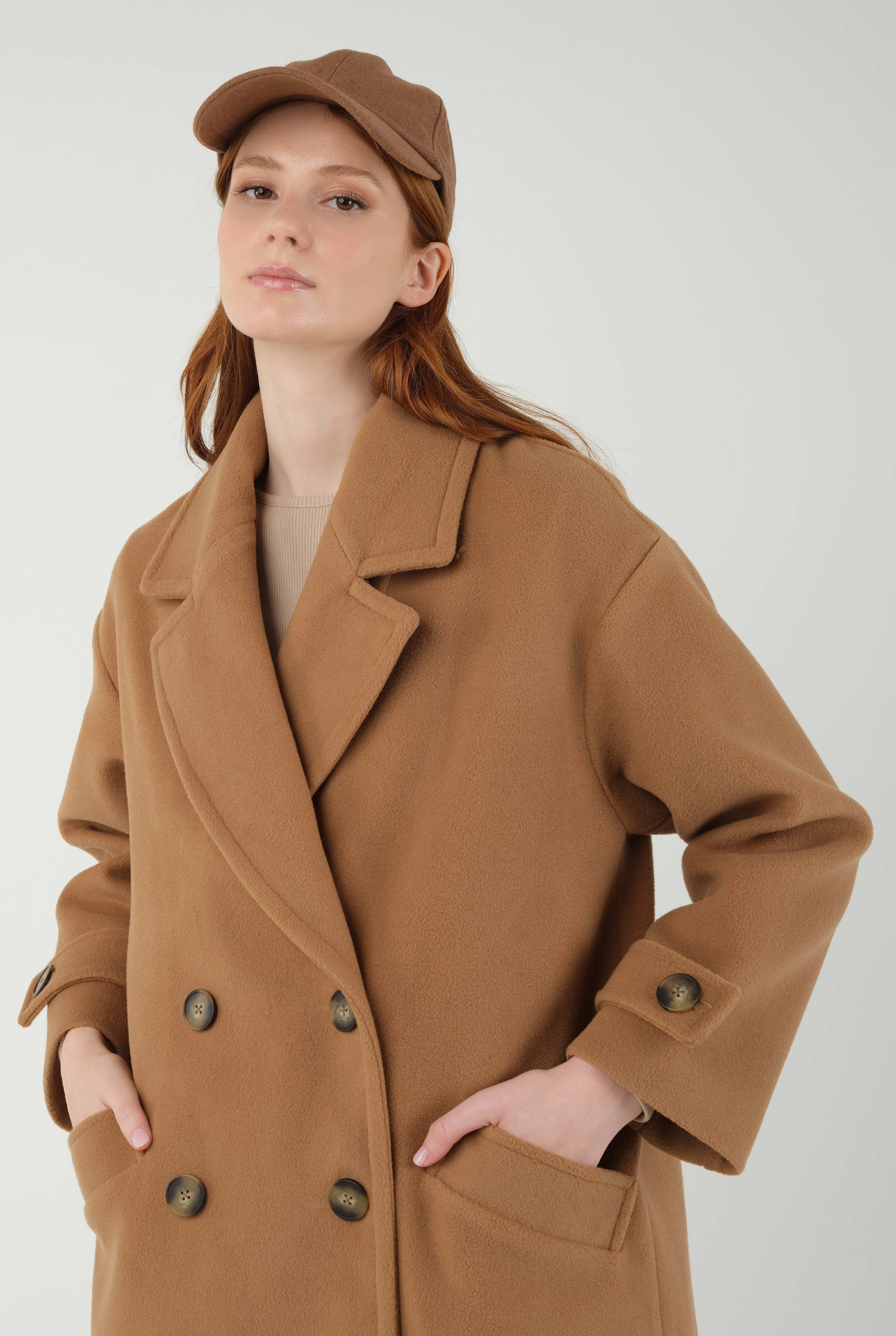 Epaulet Sleeved Coat Camel - 8