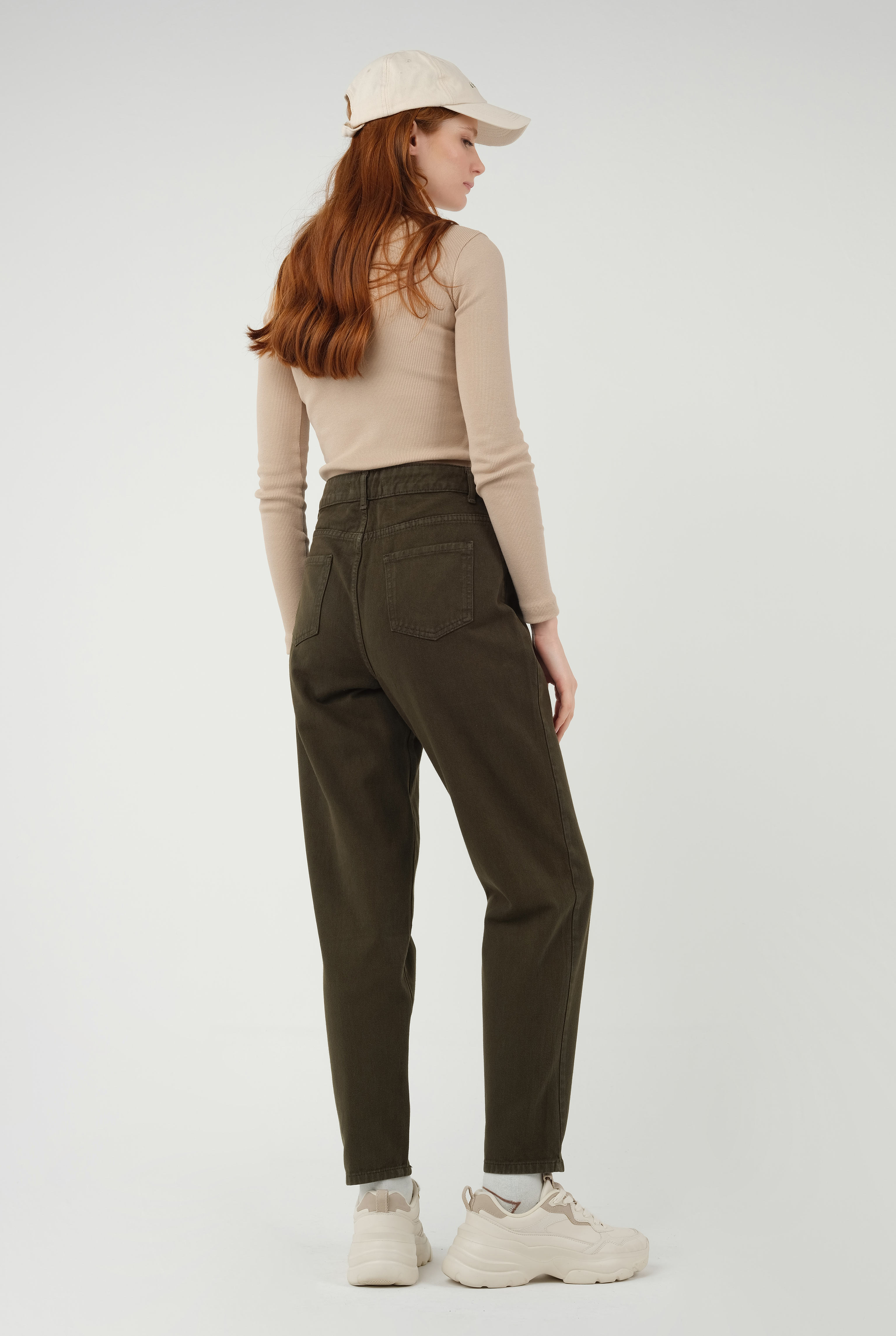 High Waist Balloon Jean Khaki - 3