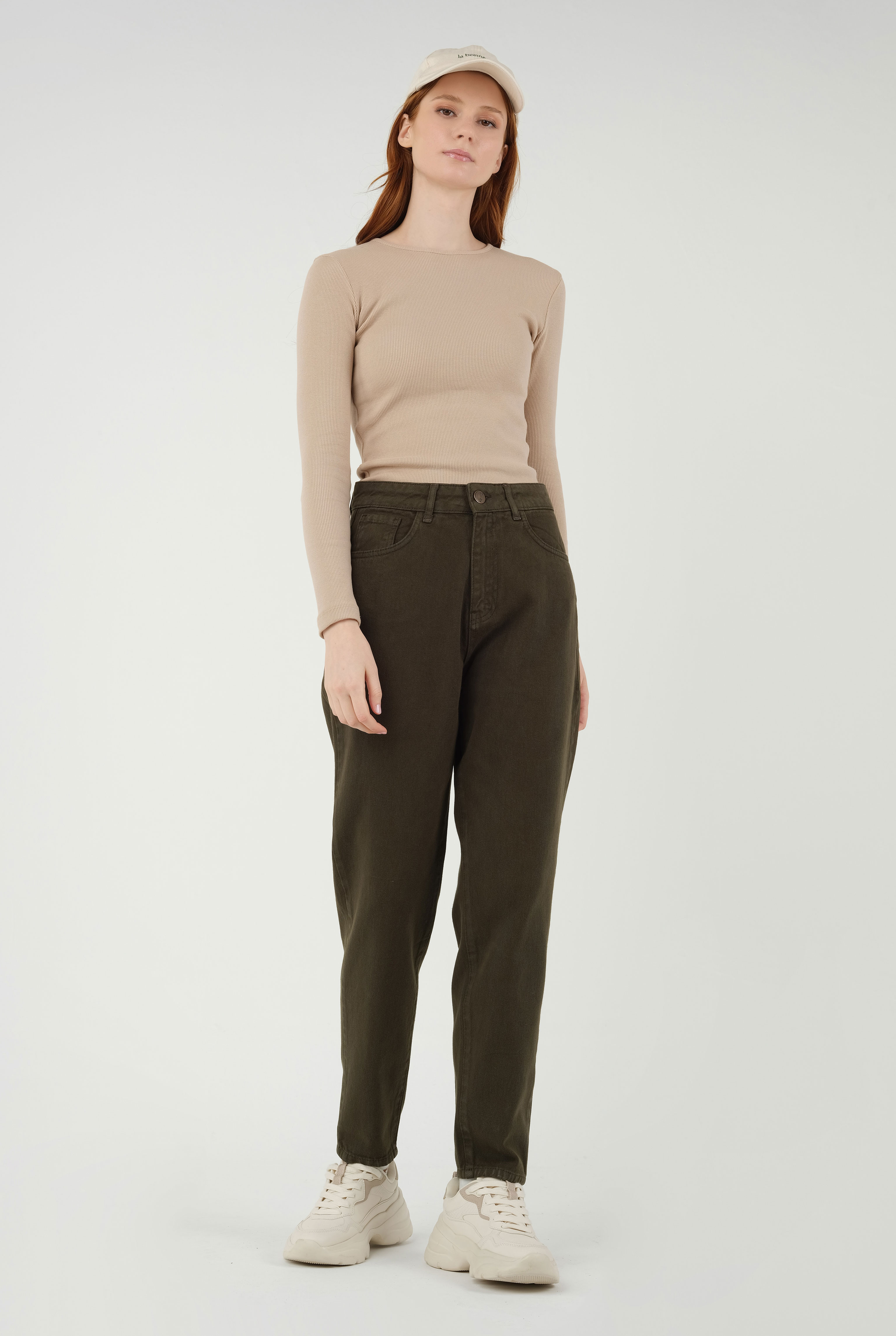 High Waist Balloon Jean Khaki - 2