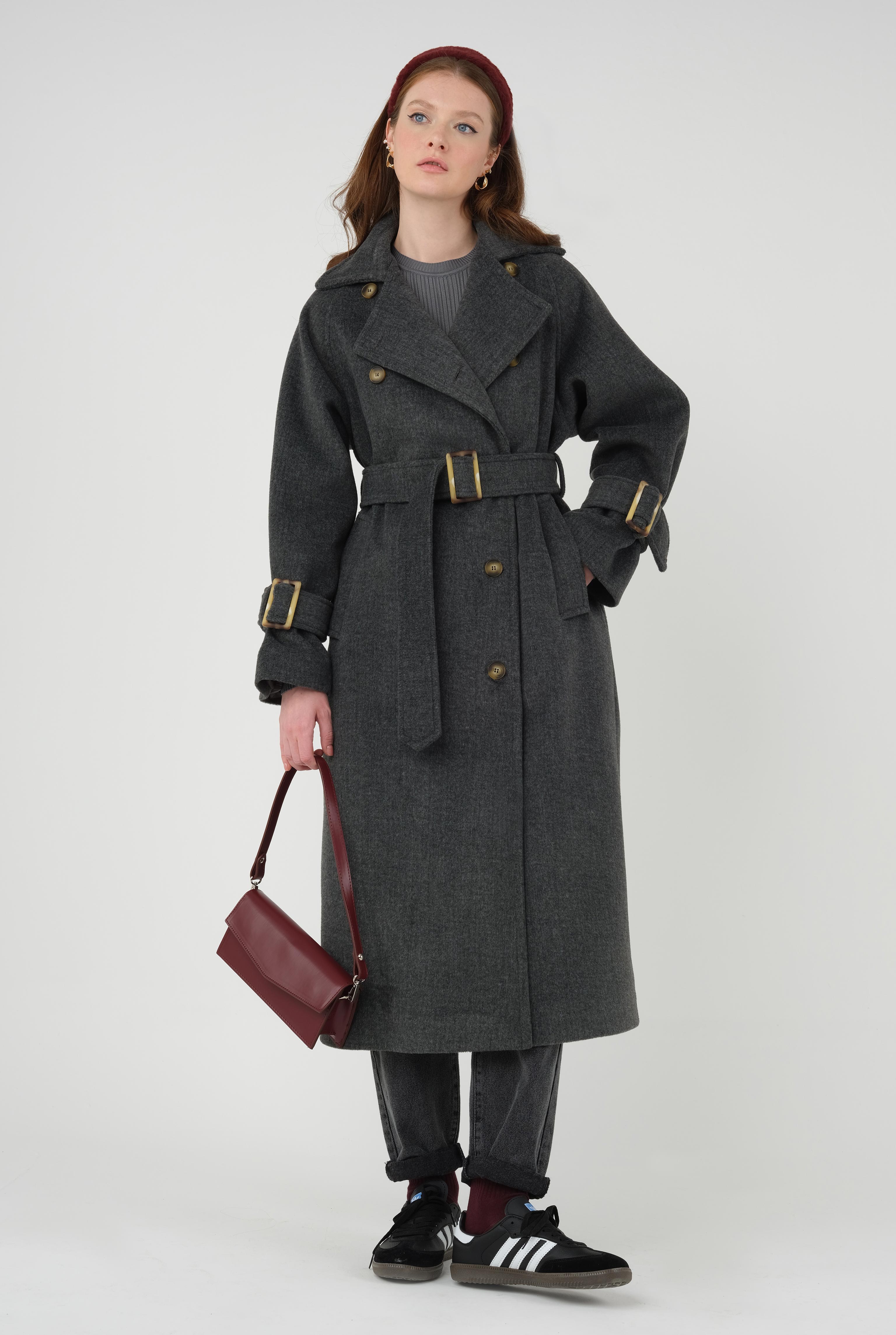 Lond Double Breasted Coat Anthracite - 4