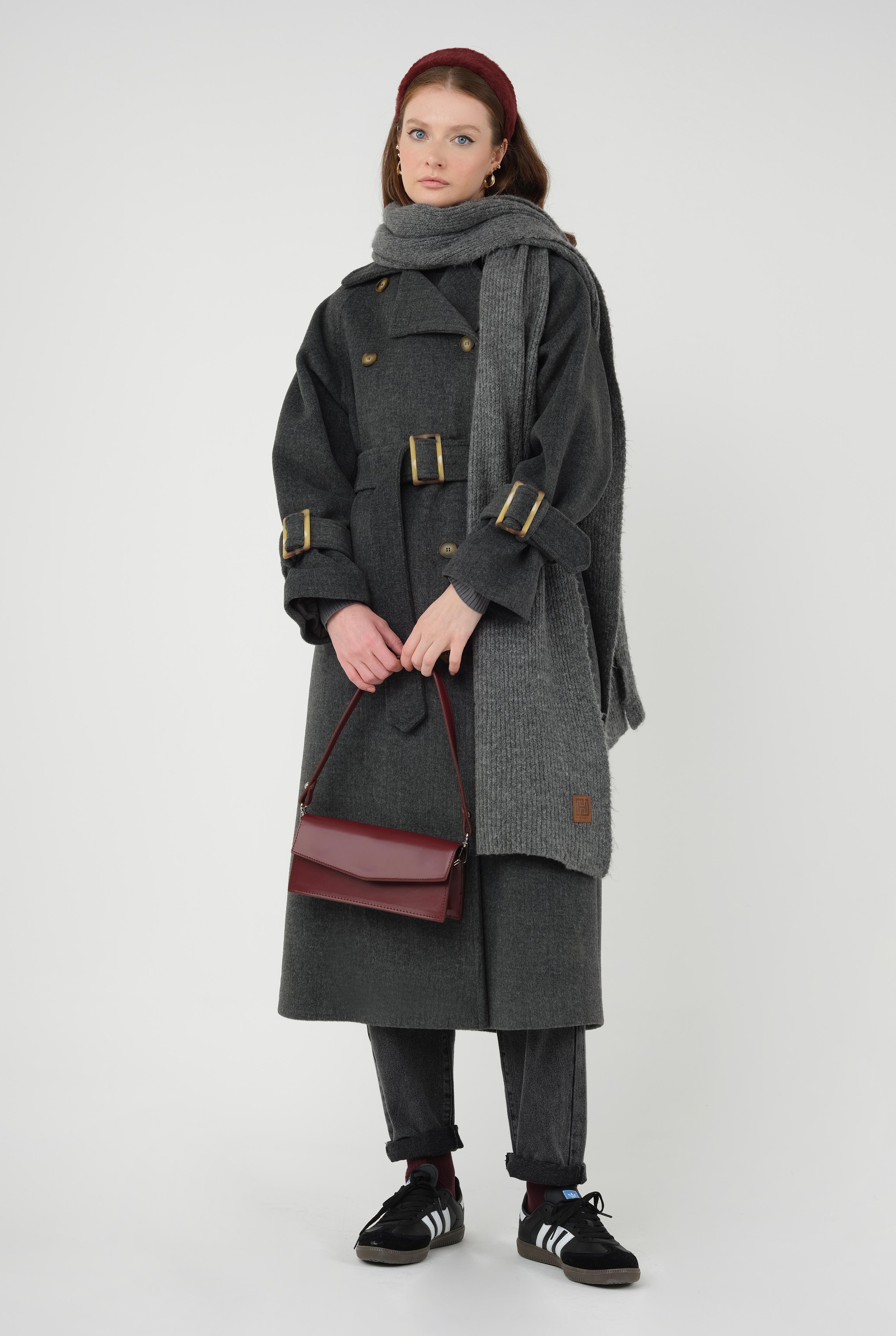 Lond Double Breasted Coat Anthracite - 5