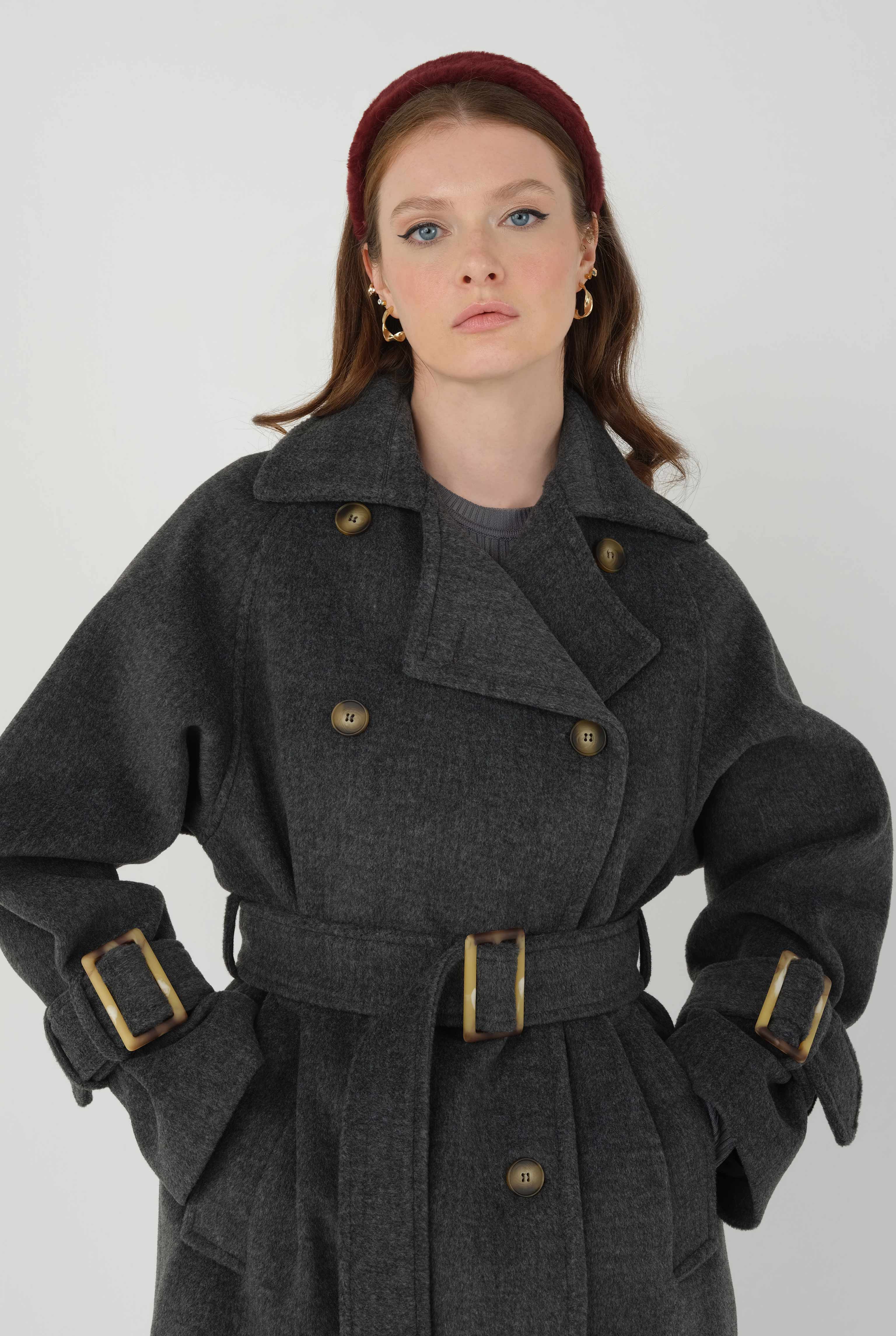 Lond Double Breasted Coat Anthracite - 6