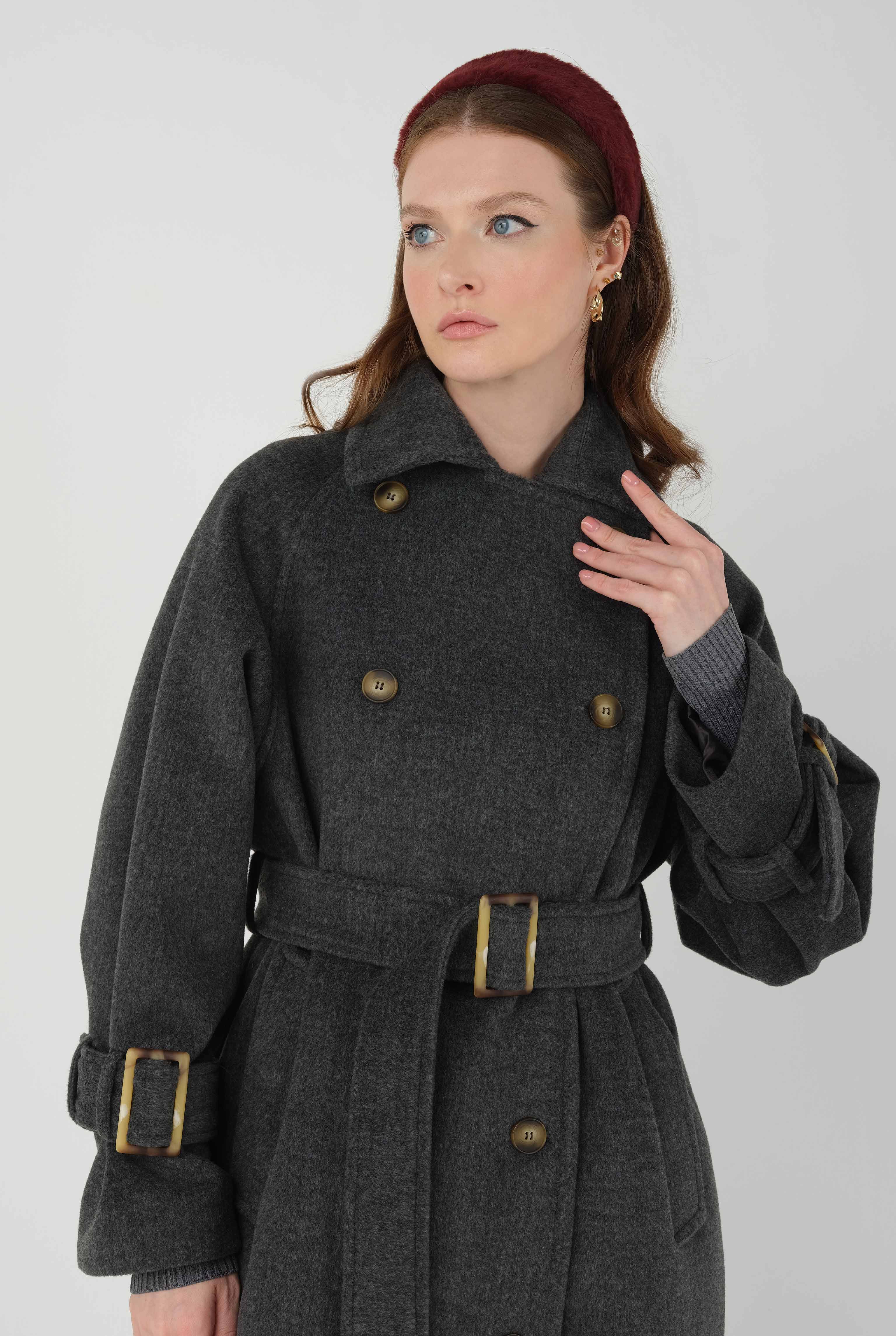 Lond Double Breasted Coat Anthracite - 13
