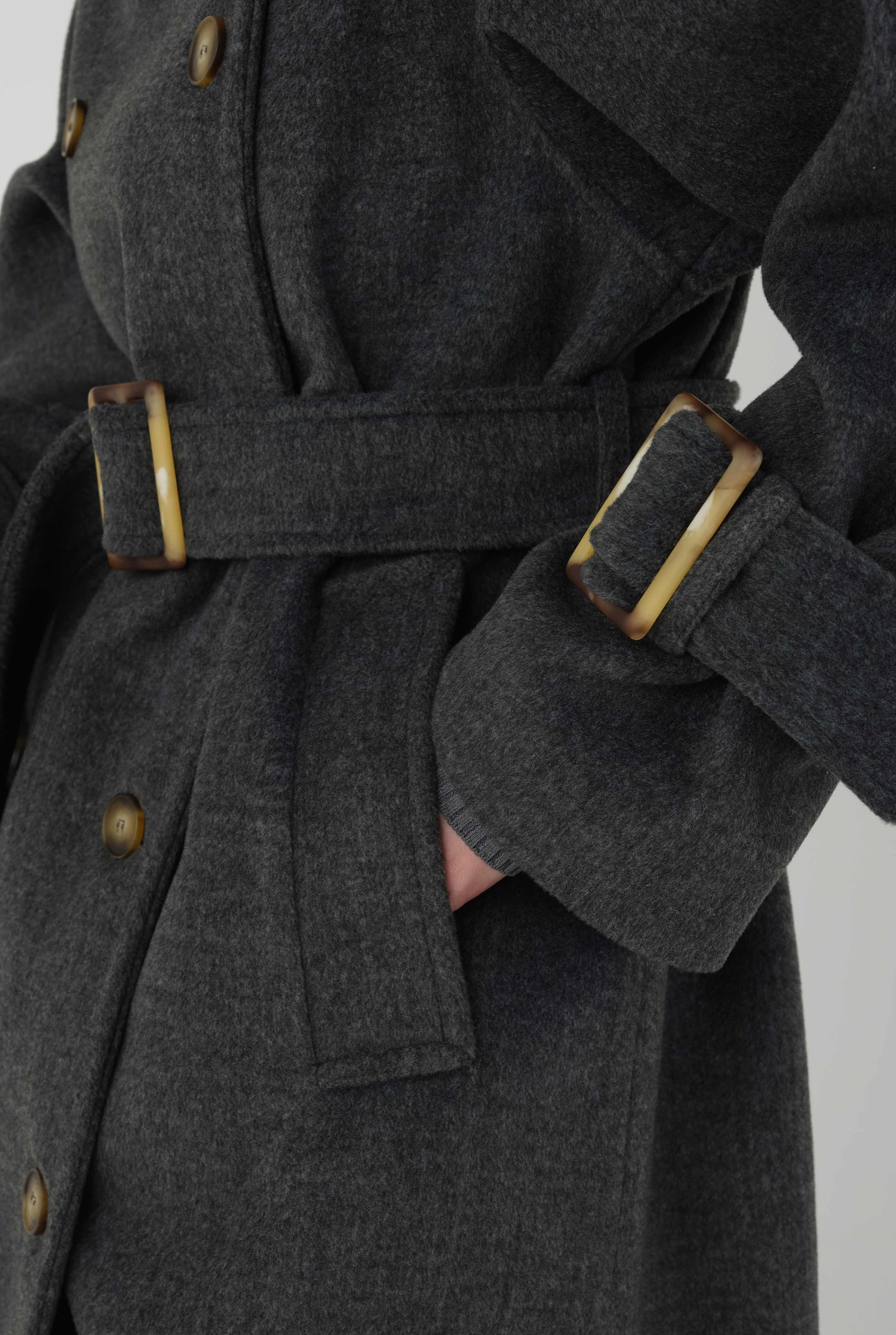Lond Double Breasted Coat Anthracite - 14