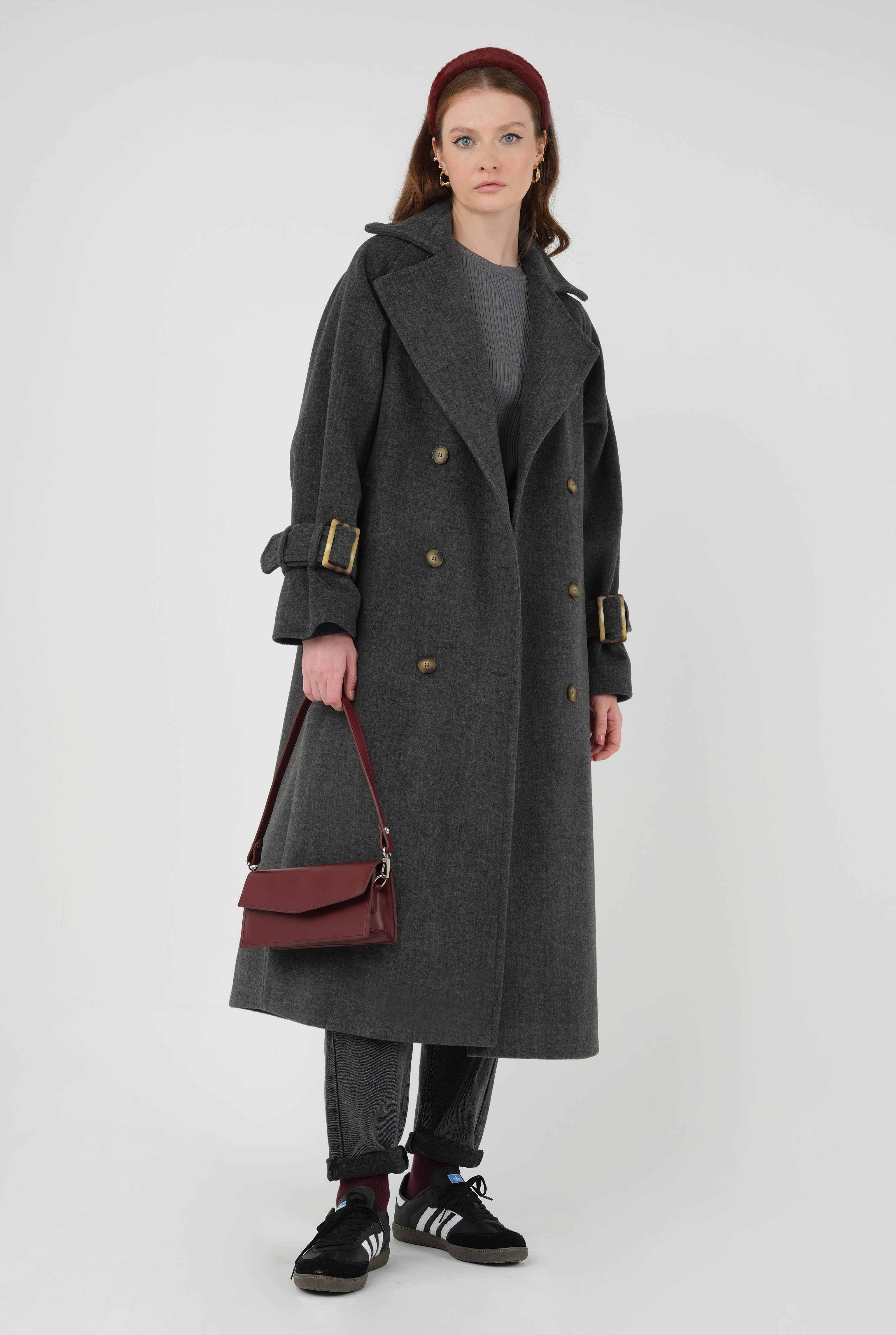 Lond Double Breasted Coat Anthracite - 7