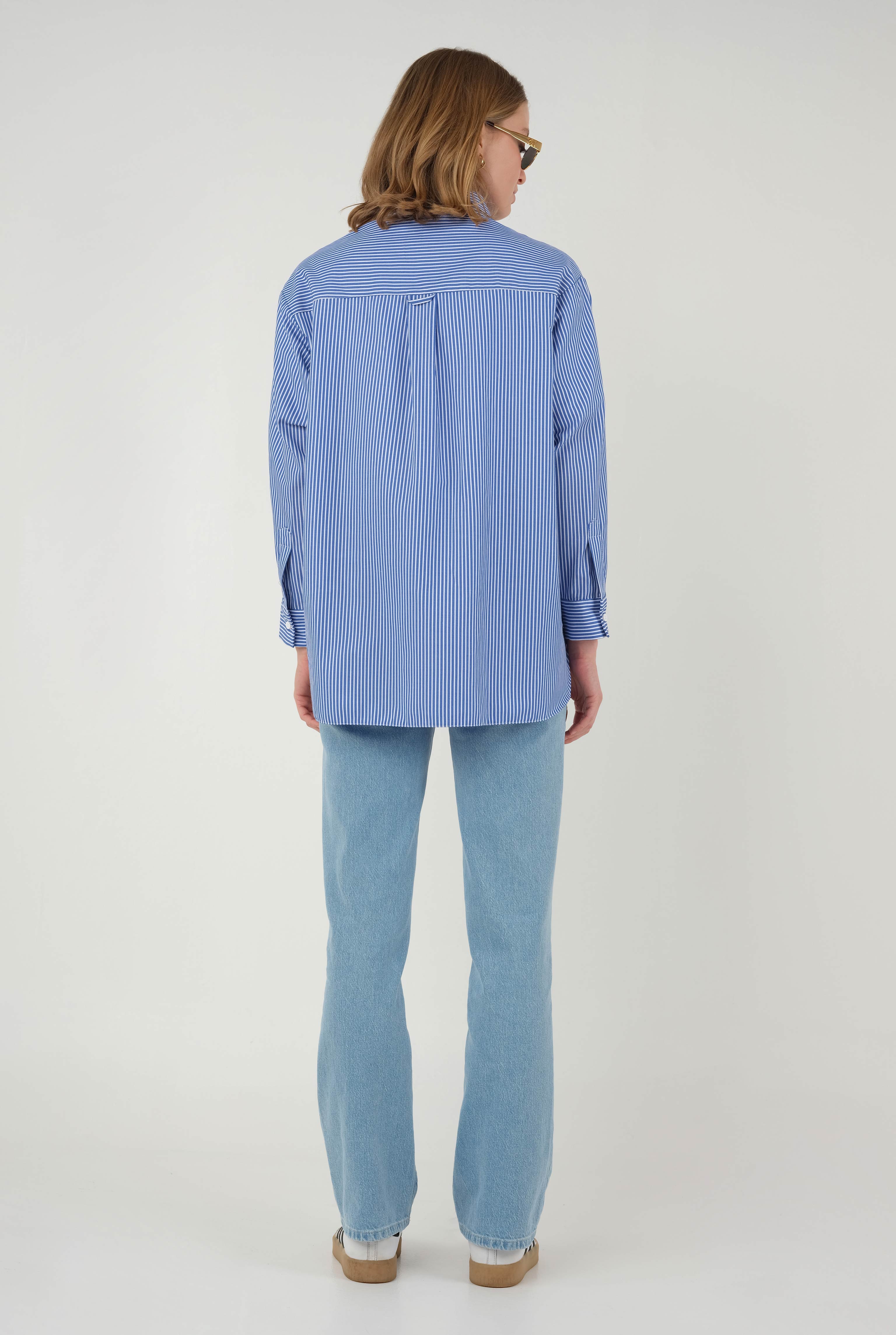 Striped Basic Shirt Navy Blue - 5