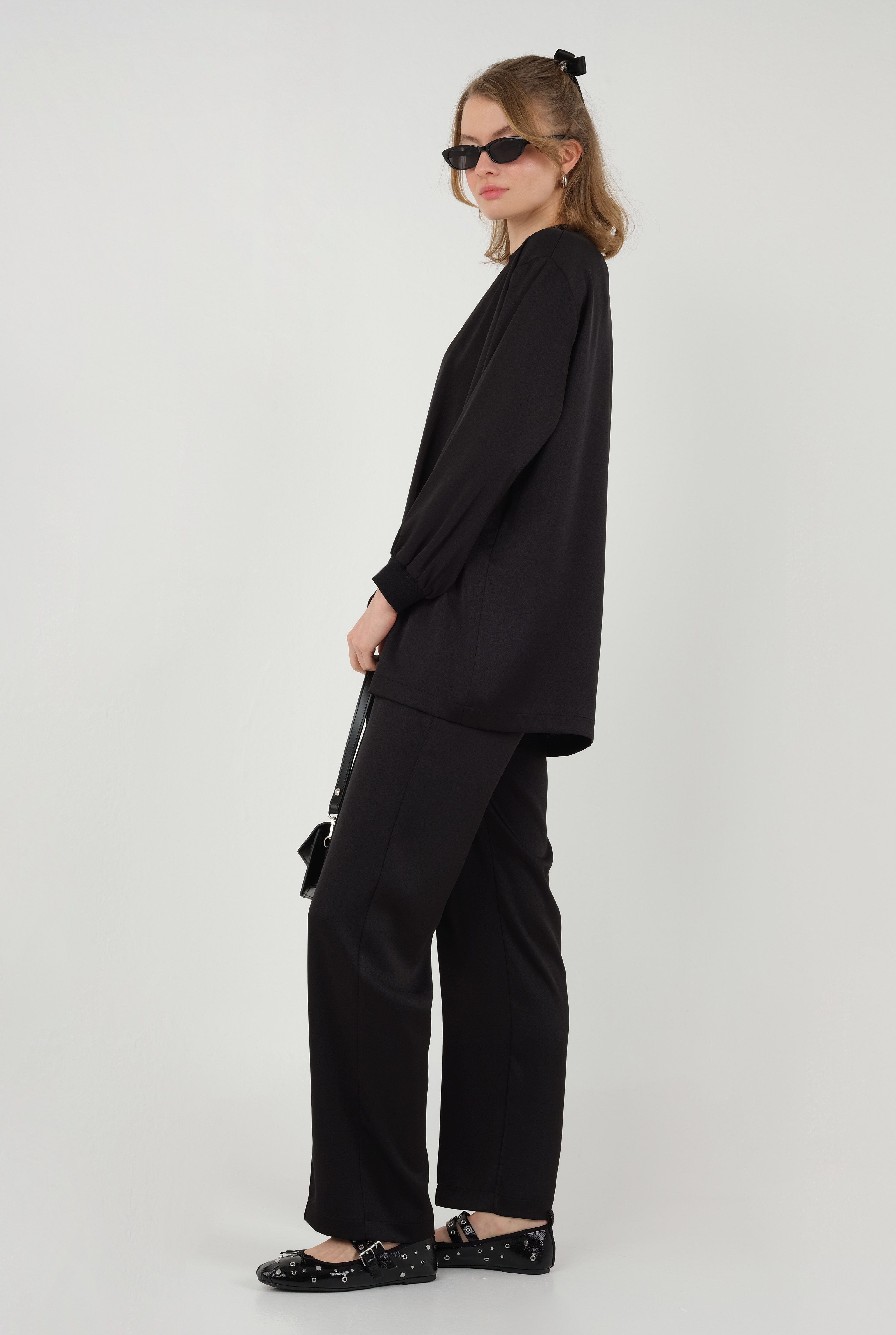 Ribbed Satin Set Black - 3