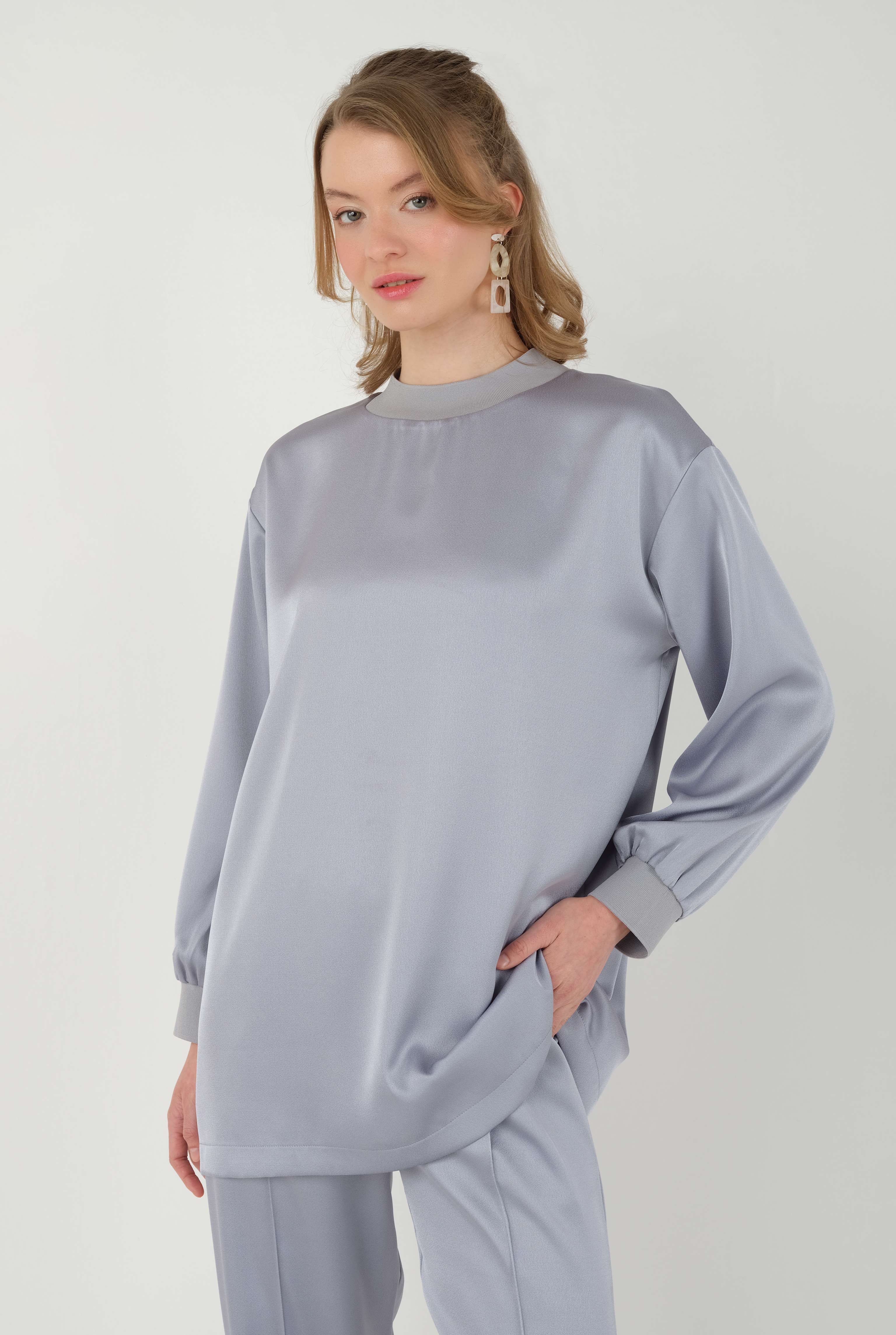 Ribbed Satin Set Gray - 4