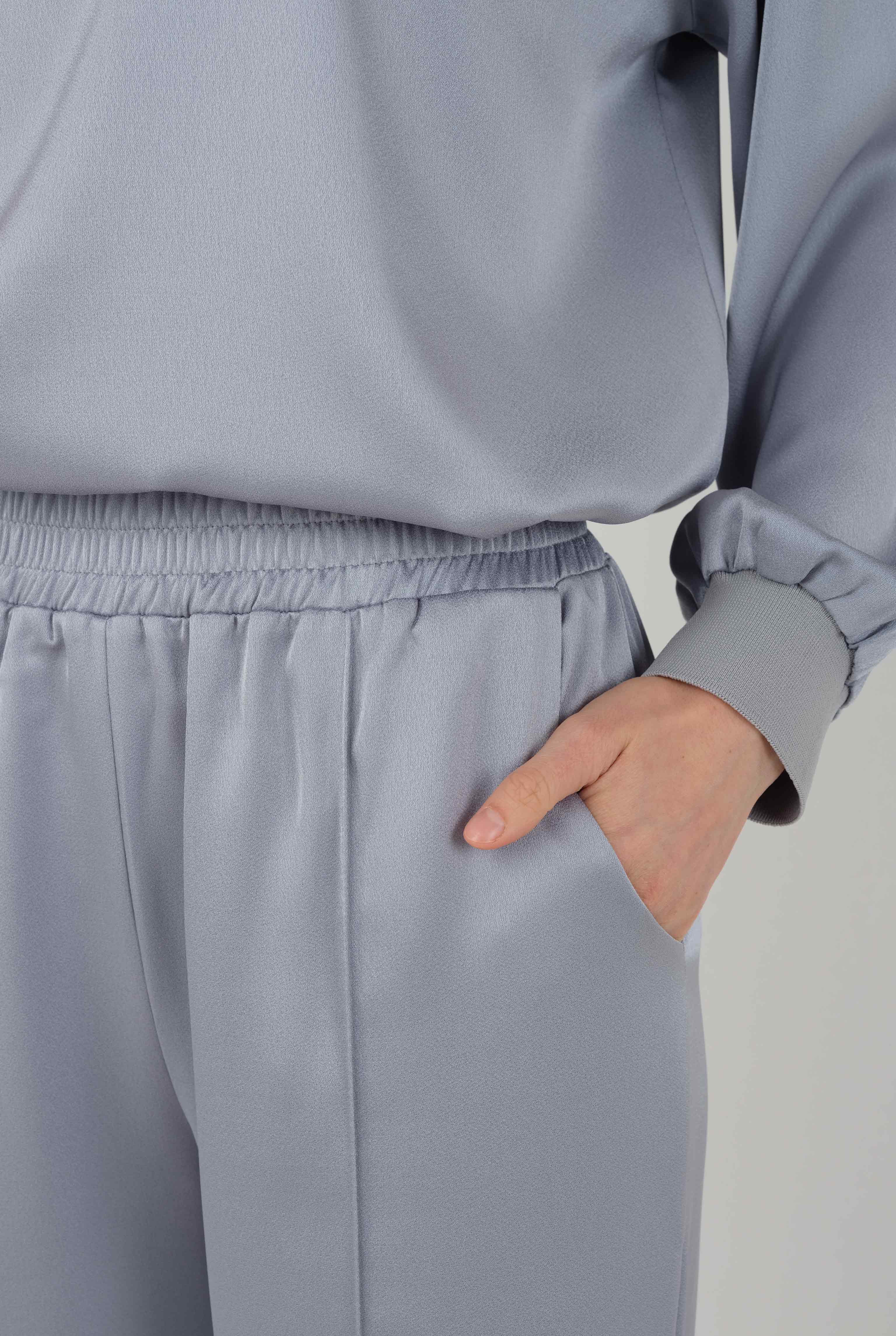 Ribbed Satin Set Gray - 6