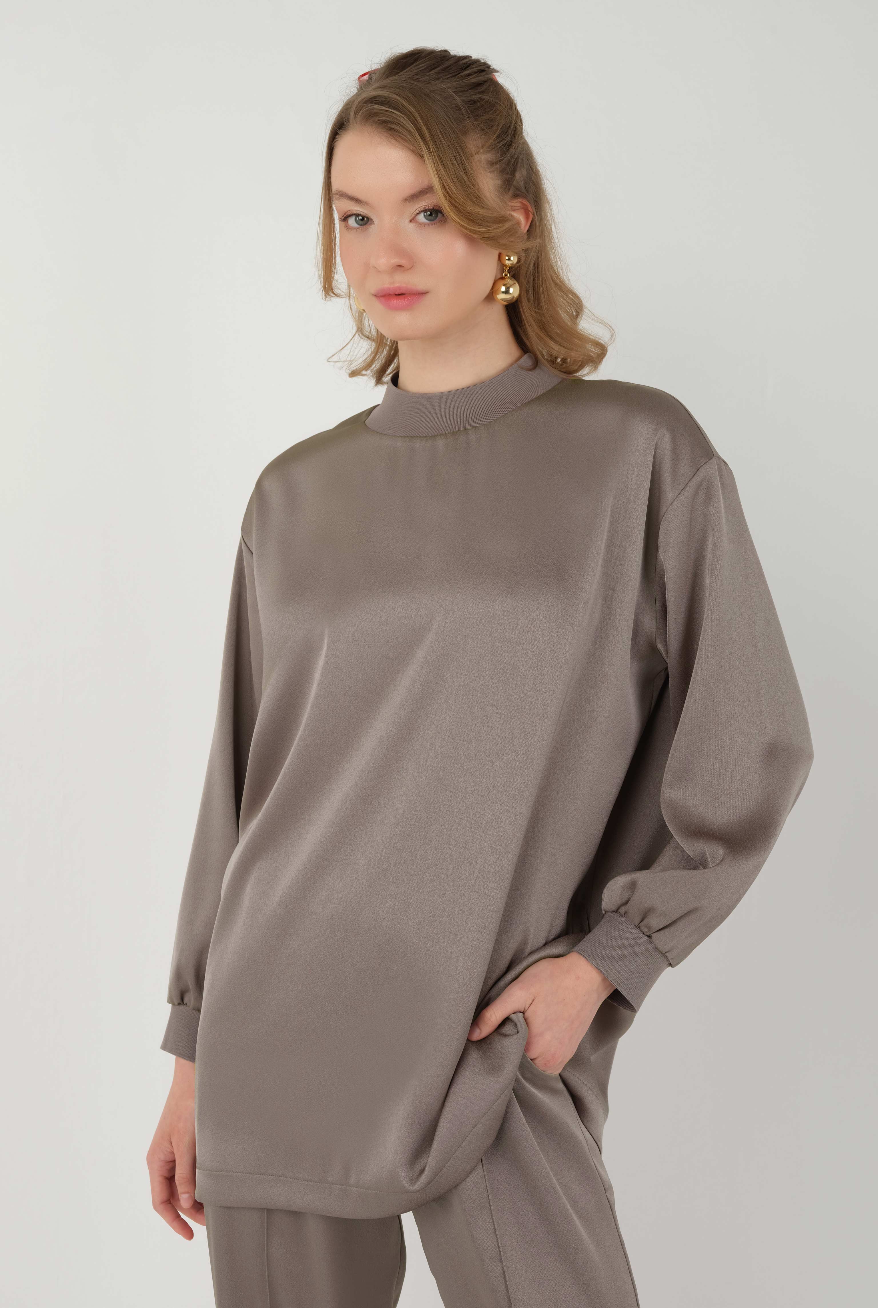 Ribbed Satin Set Mink - 3