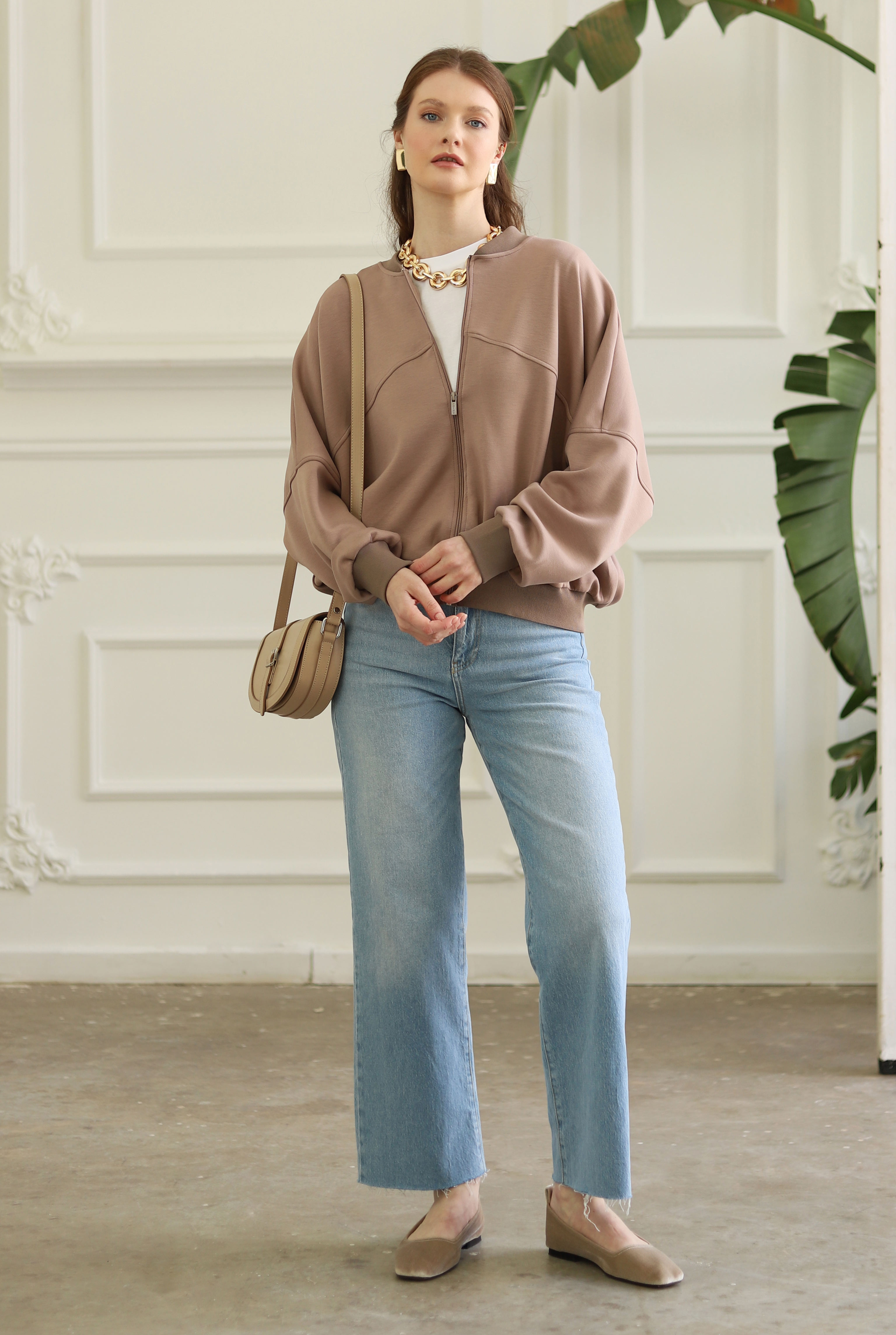 Partite Bomber Jacket Sand Beige - 3